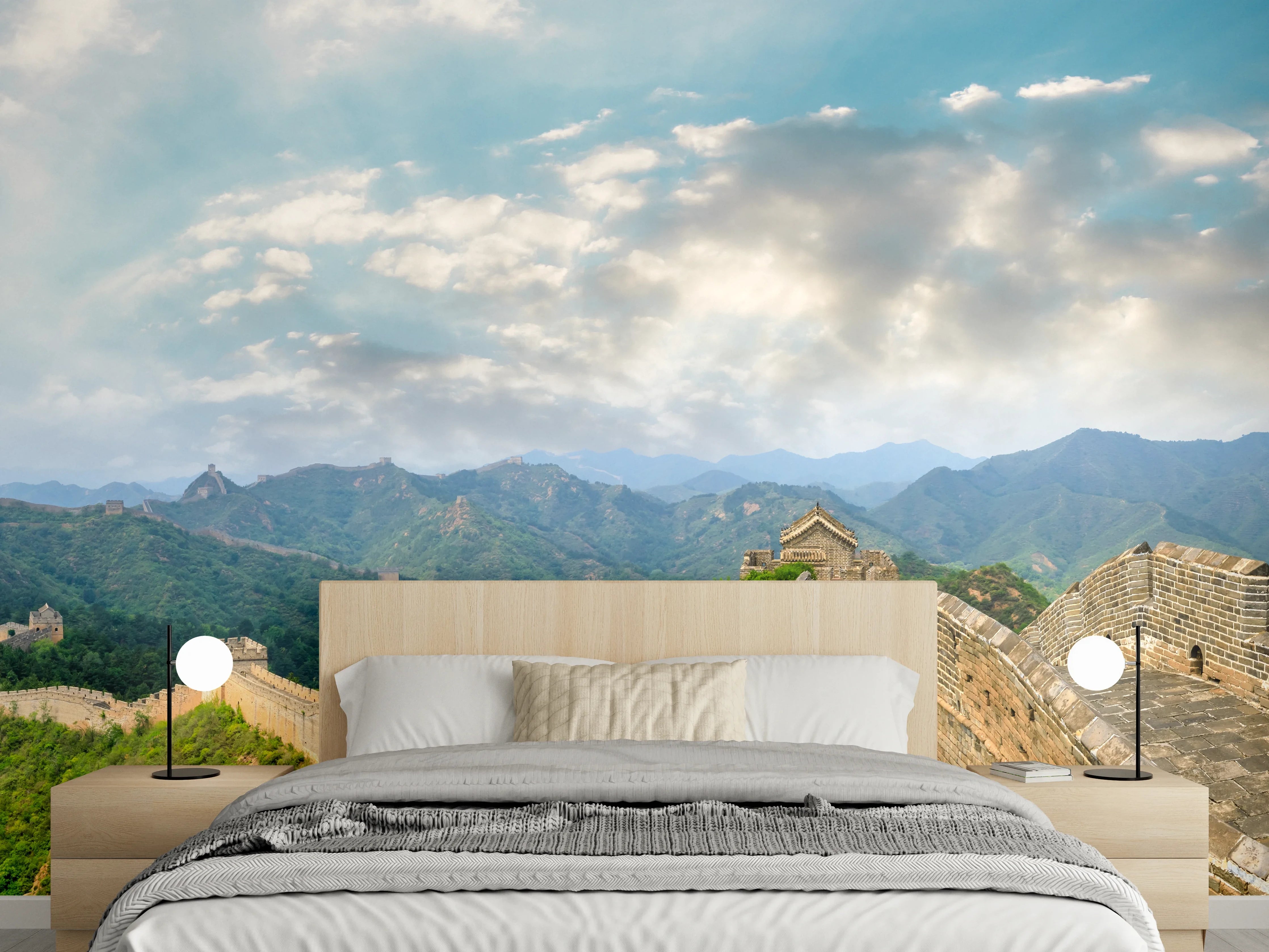 Wandverkleidung Schlafzimmer - Chinesische Mauer im Farbenspiel von Himmel und Natur