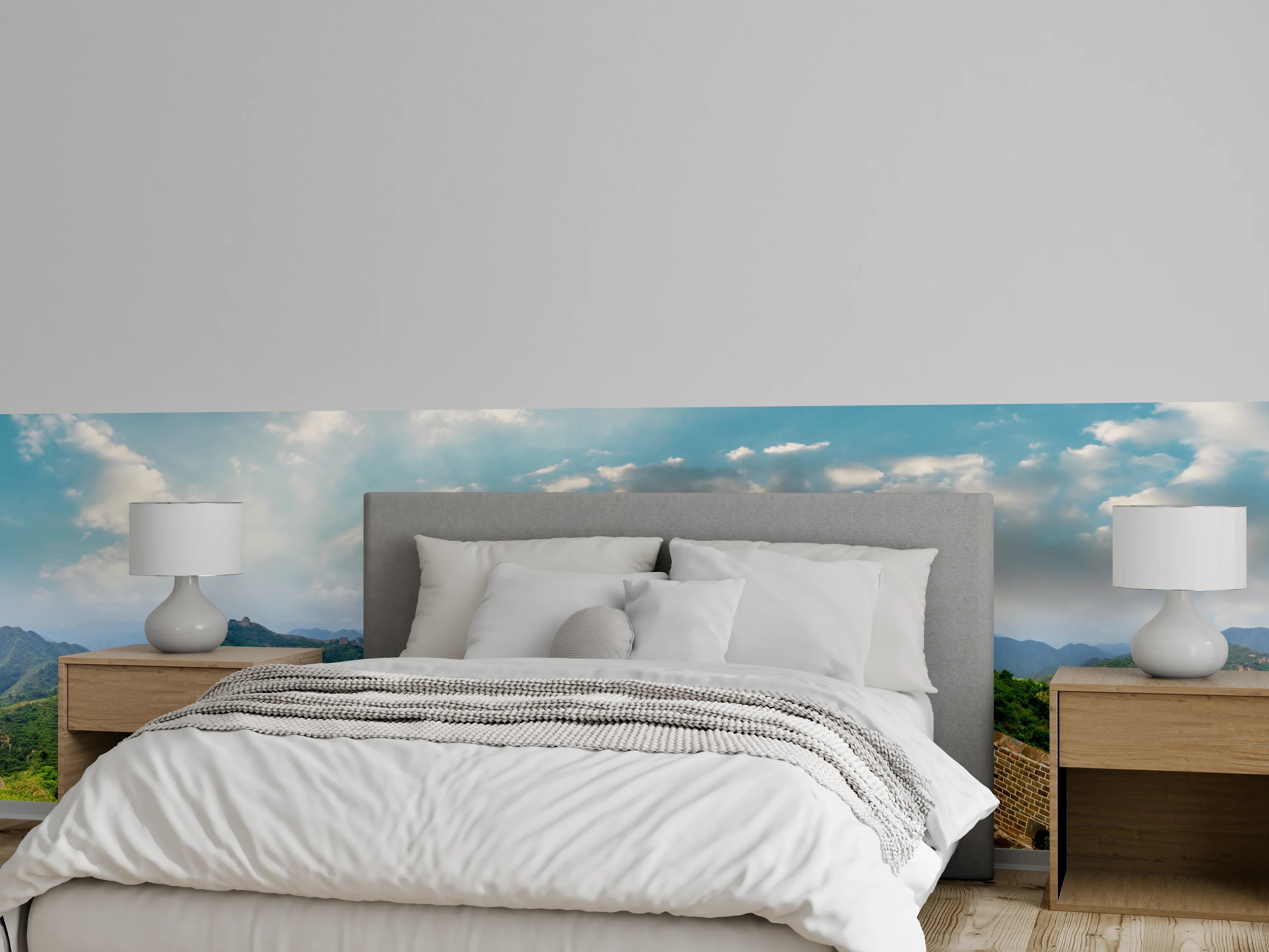 Wandverkleidung Schlafzimmer - Chinesische Mauer im Farbenspiel von Himmel und Natur