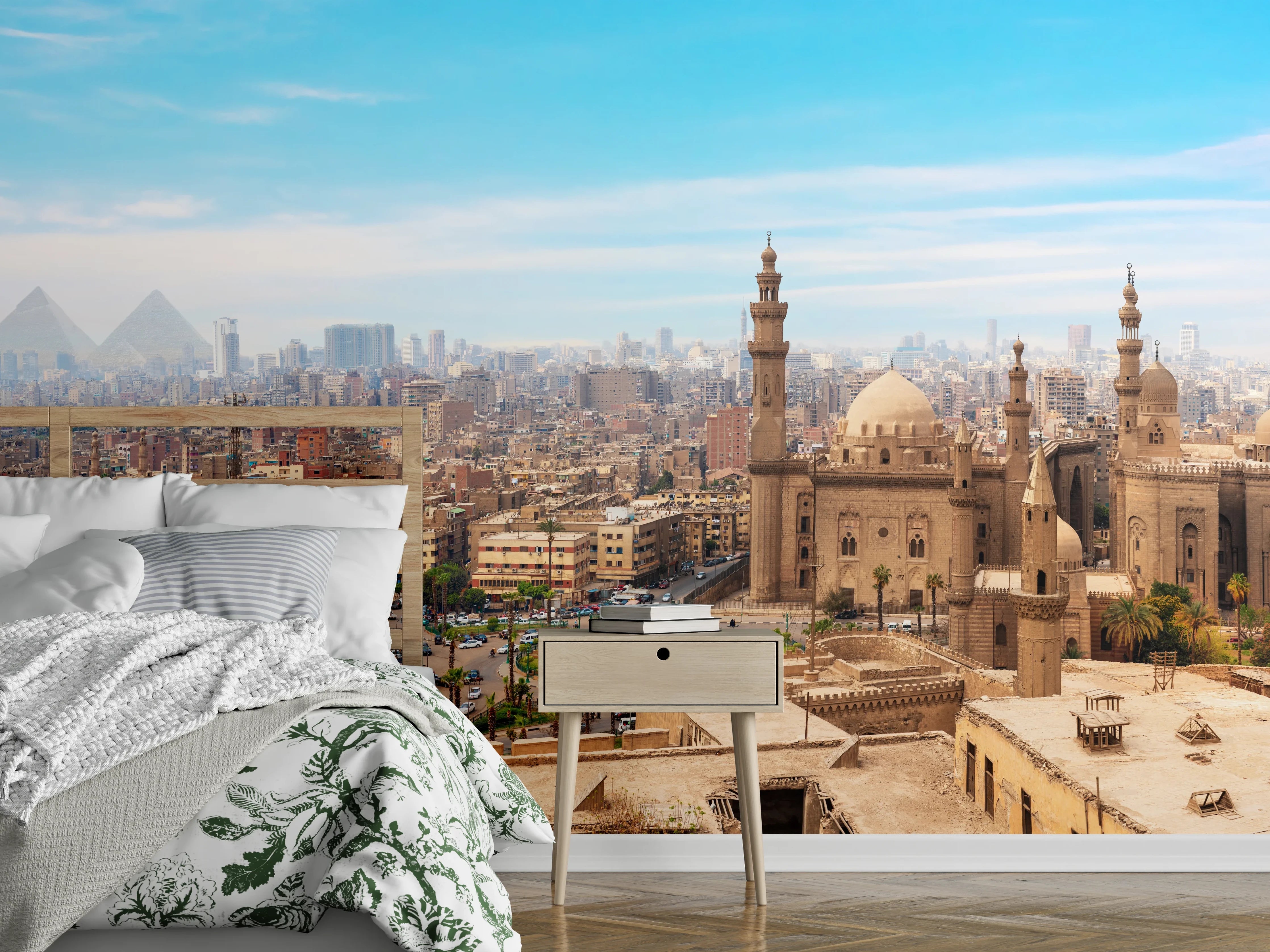 Wandverkleidung Schlafzimmer - Die Moschee-Madrassa von Sultan Hassan im Panorama von Kairo
