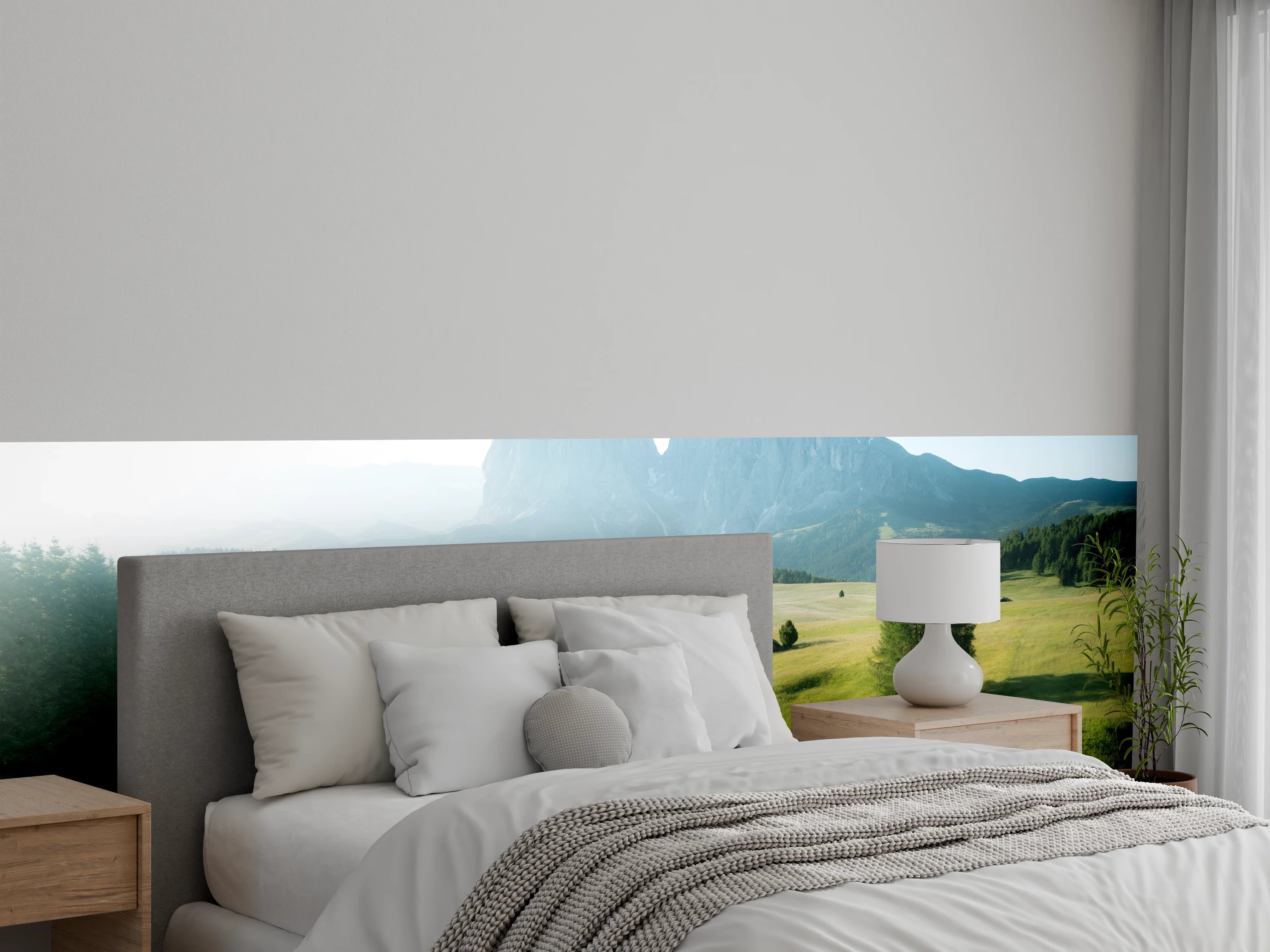 Wandverkleidung Schlafzimmer - Dolomiten Panorama: Sonnige Bergwiese