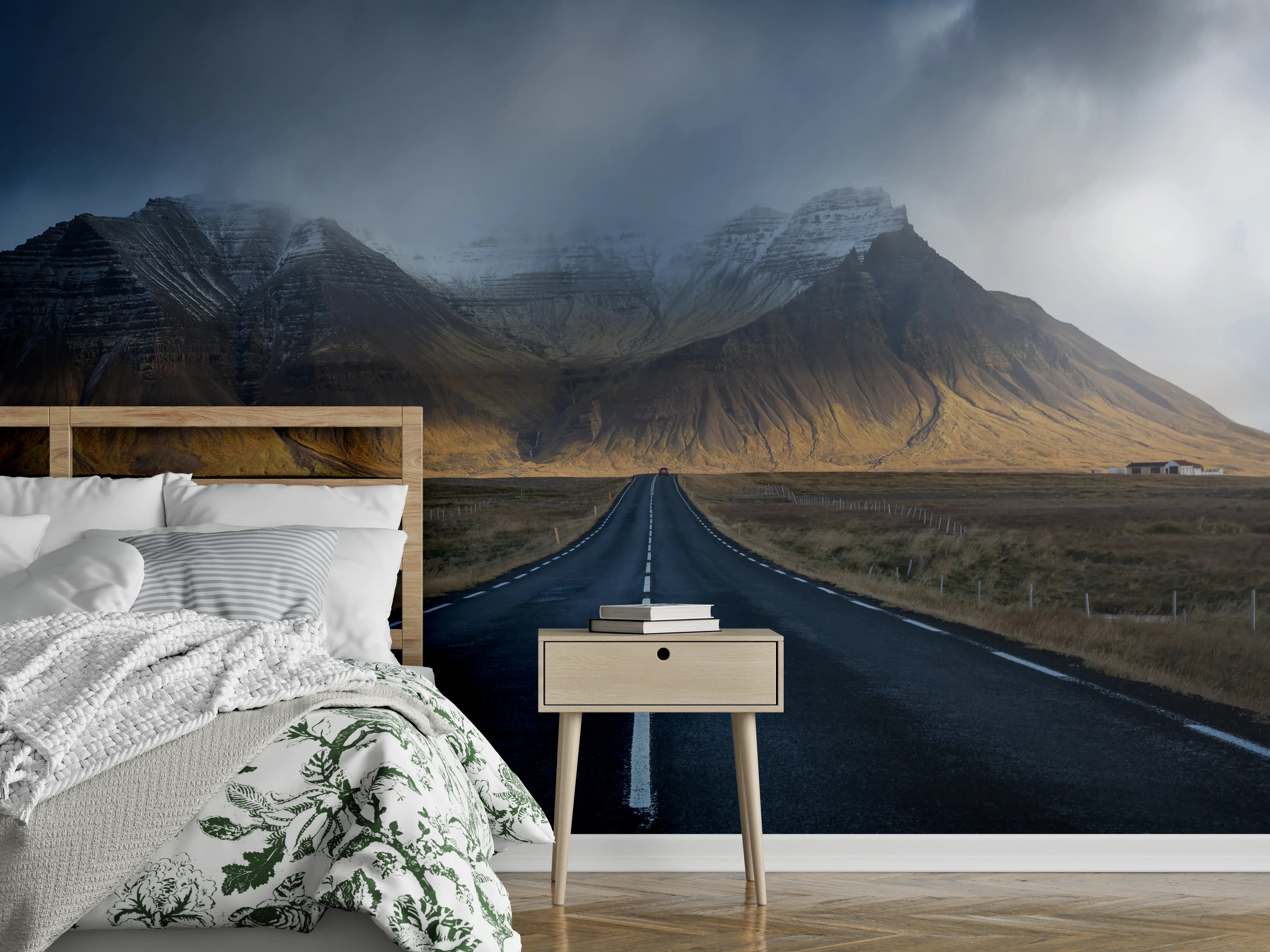 Wandverkleidung Schlafzimmer - Dramatische Straße zu Bergen Landschaft