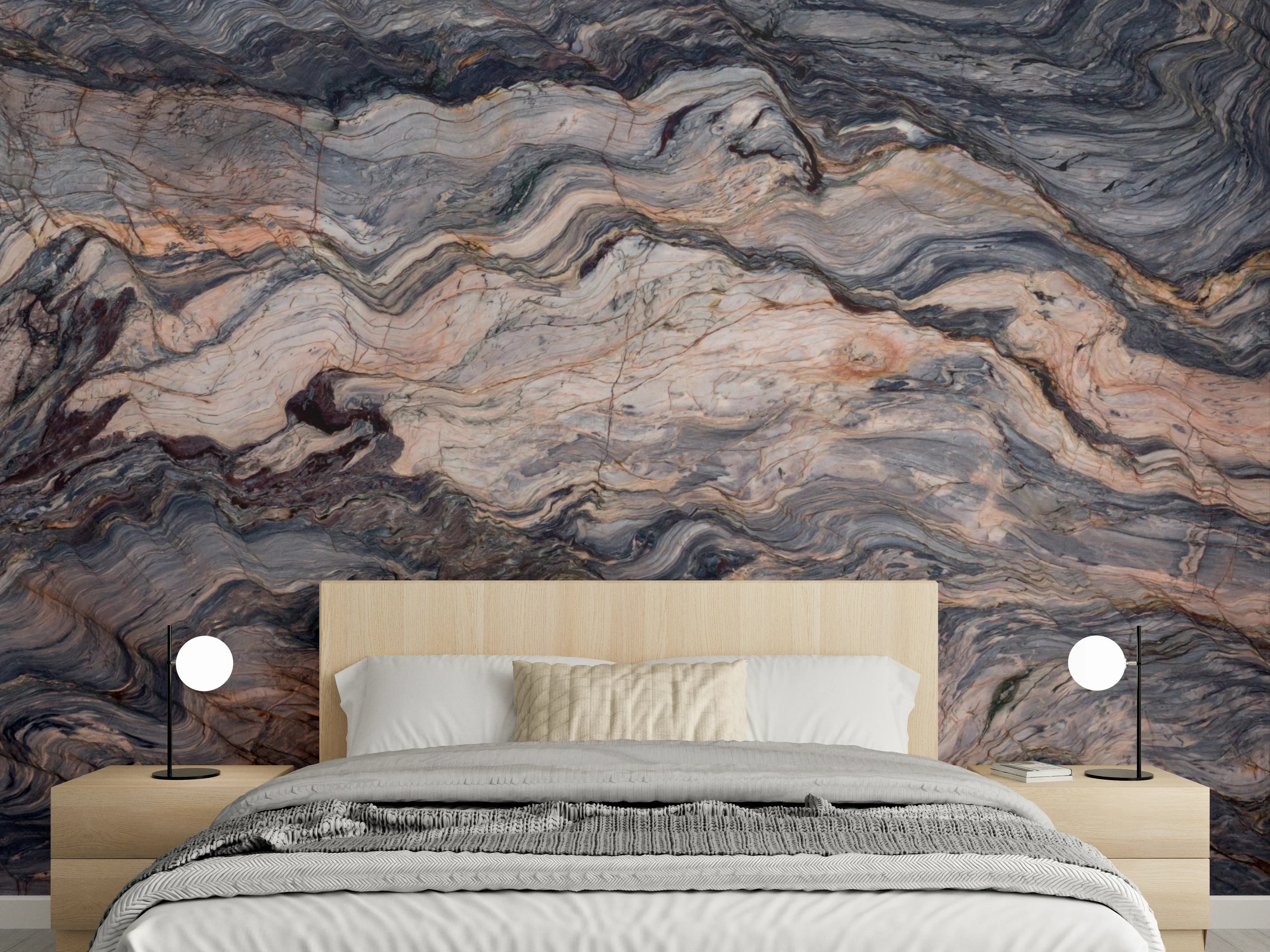 Wandverkleidung Schlafzimmer - Dramatischer Marmor: Wilde Schieferung, Modern