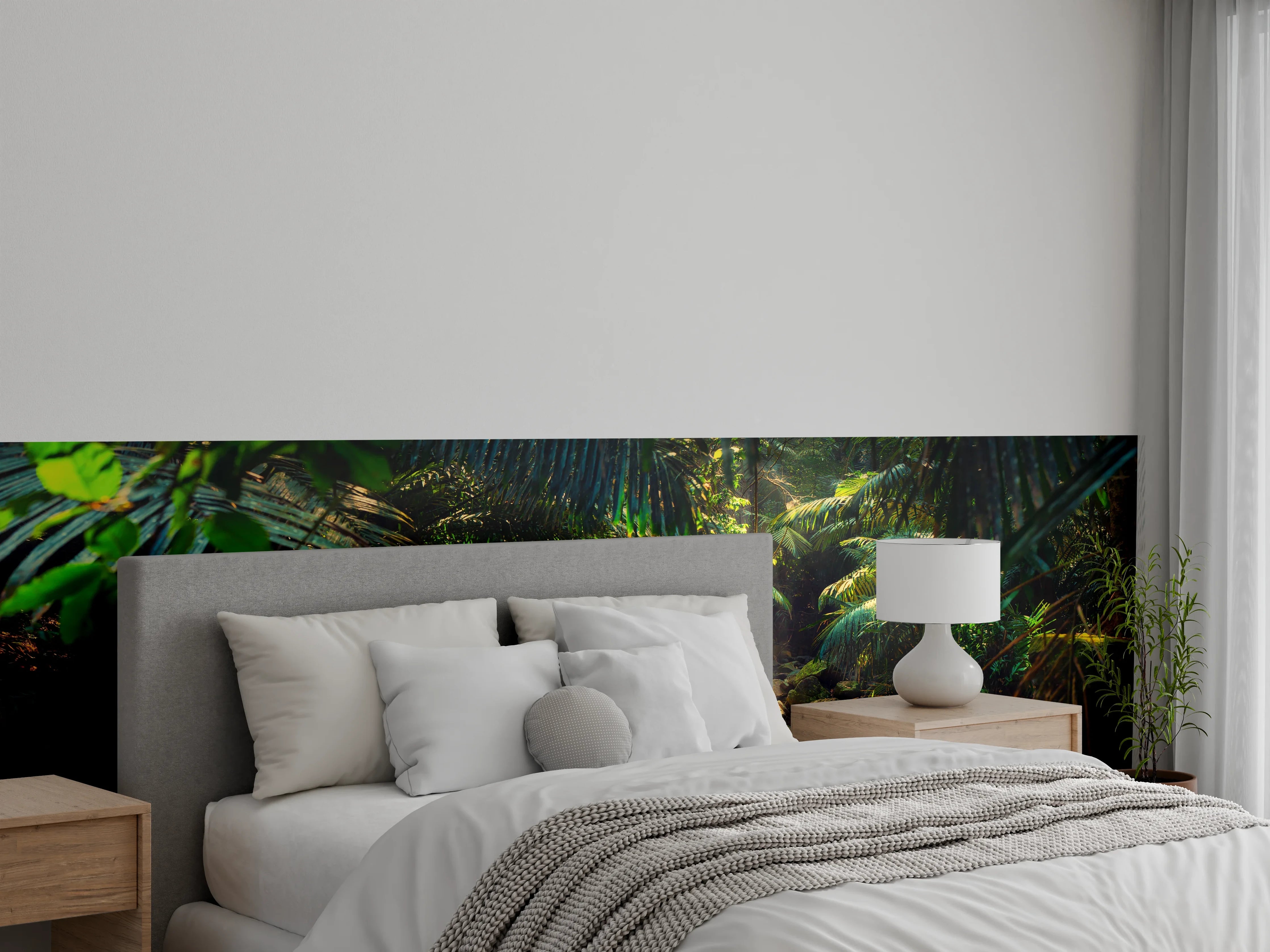 Wandverkleidung Schlafzimmer - Dschungel Lichtspiele Naturtapete