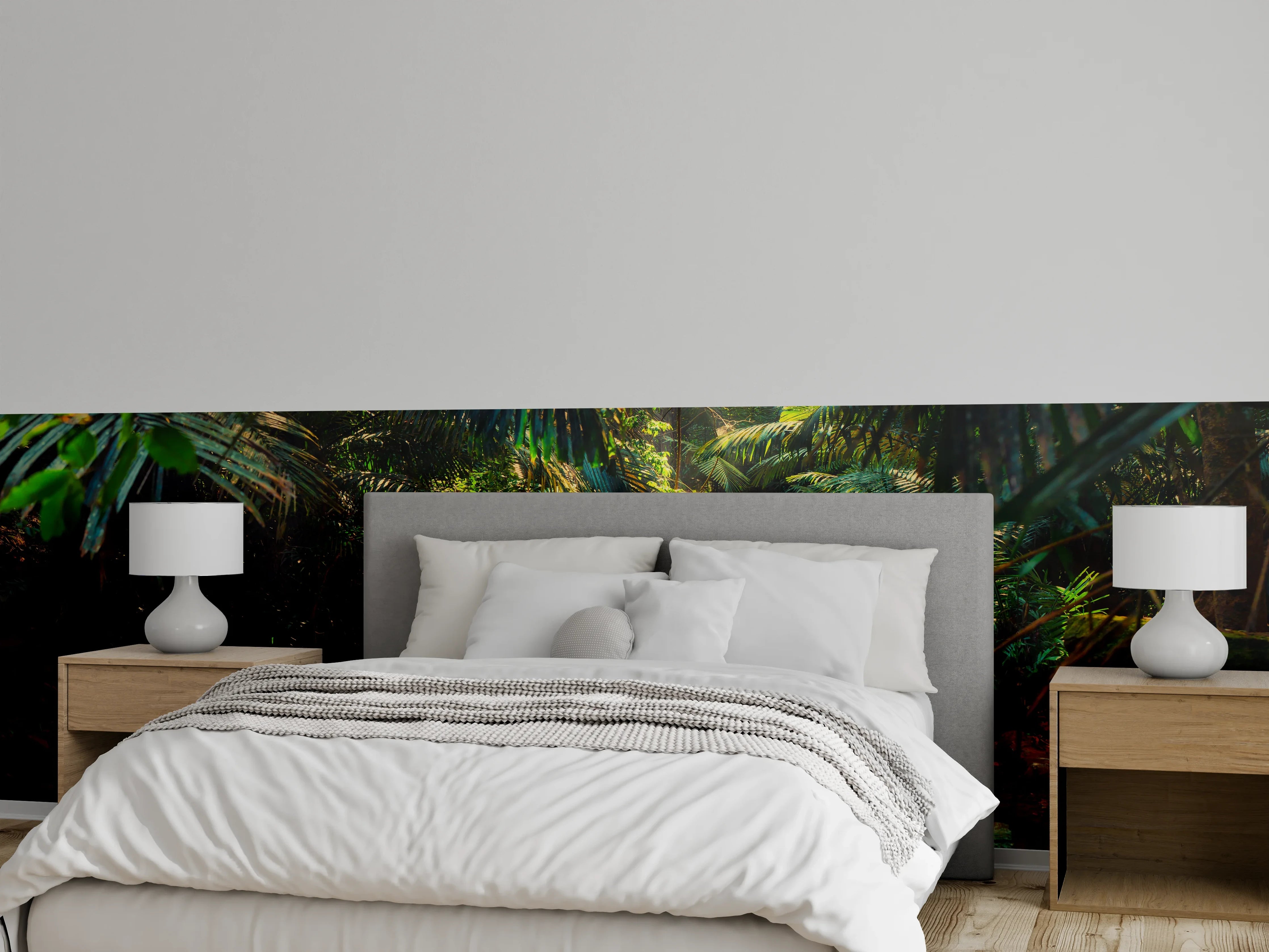 Wandverkleidung Schlafzimmer - Dschungel Lichtspiele Naturtapete