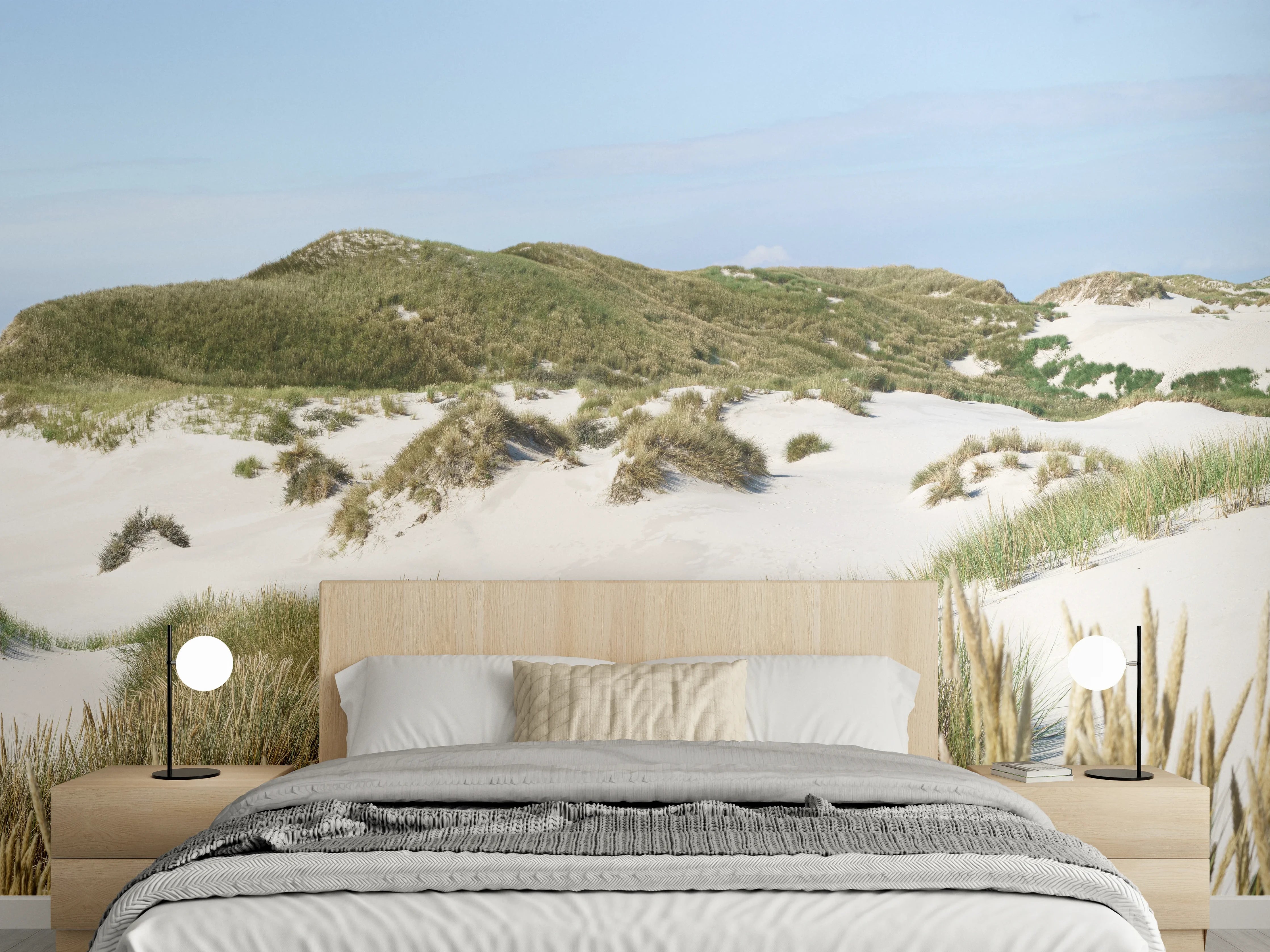 Wandverkleidung Schlafzimmer - Dünenlandschaft am Meer Panorama