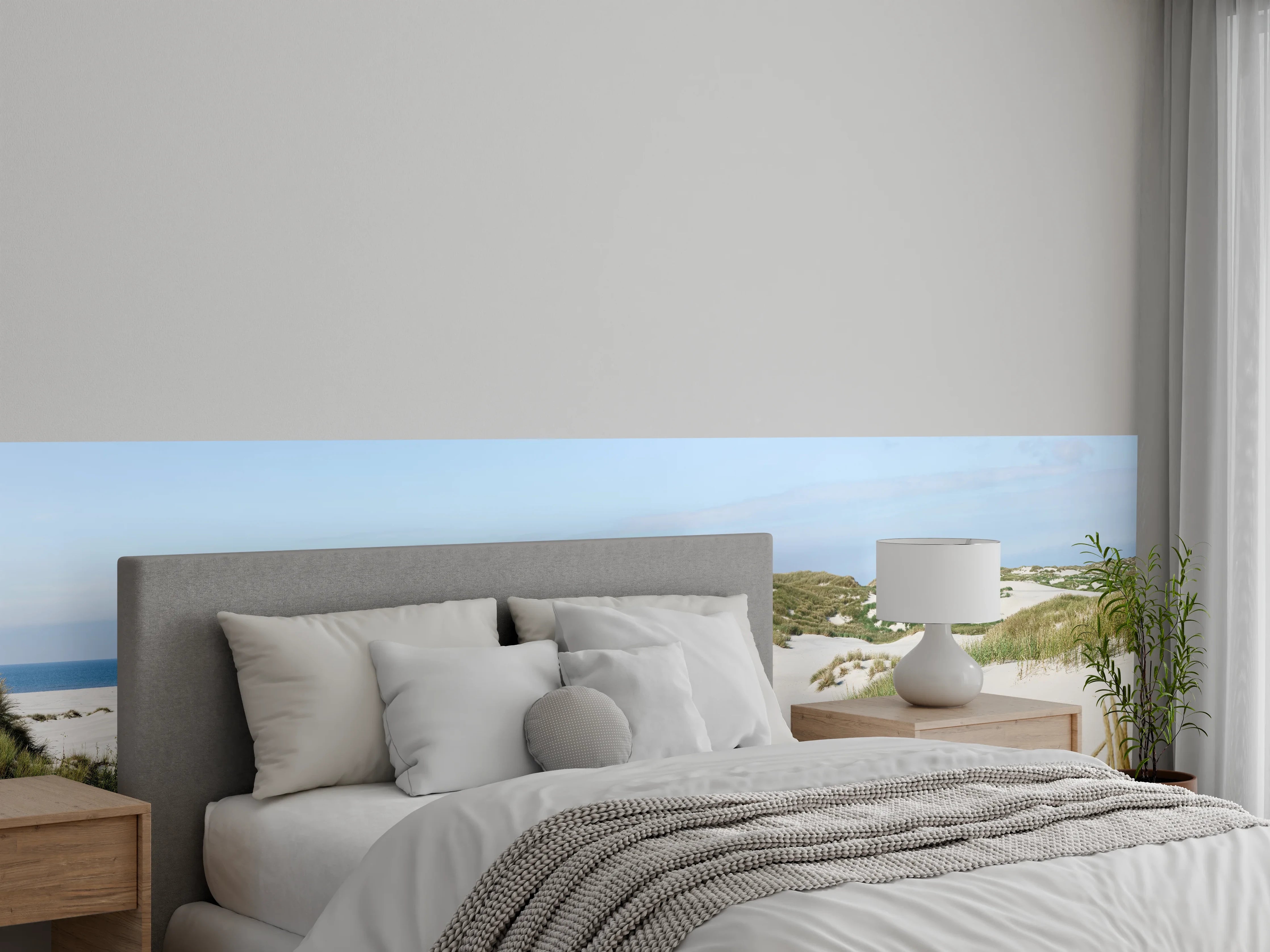 Wandverkleidung Schlafzimmer - Dünenlandschaft am Meer Panorama