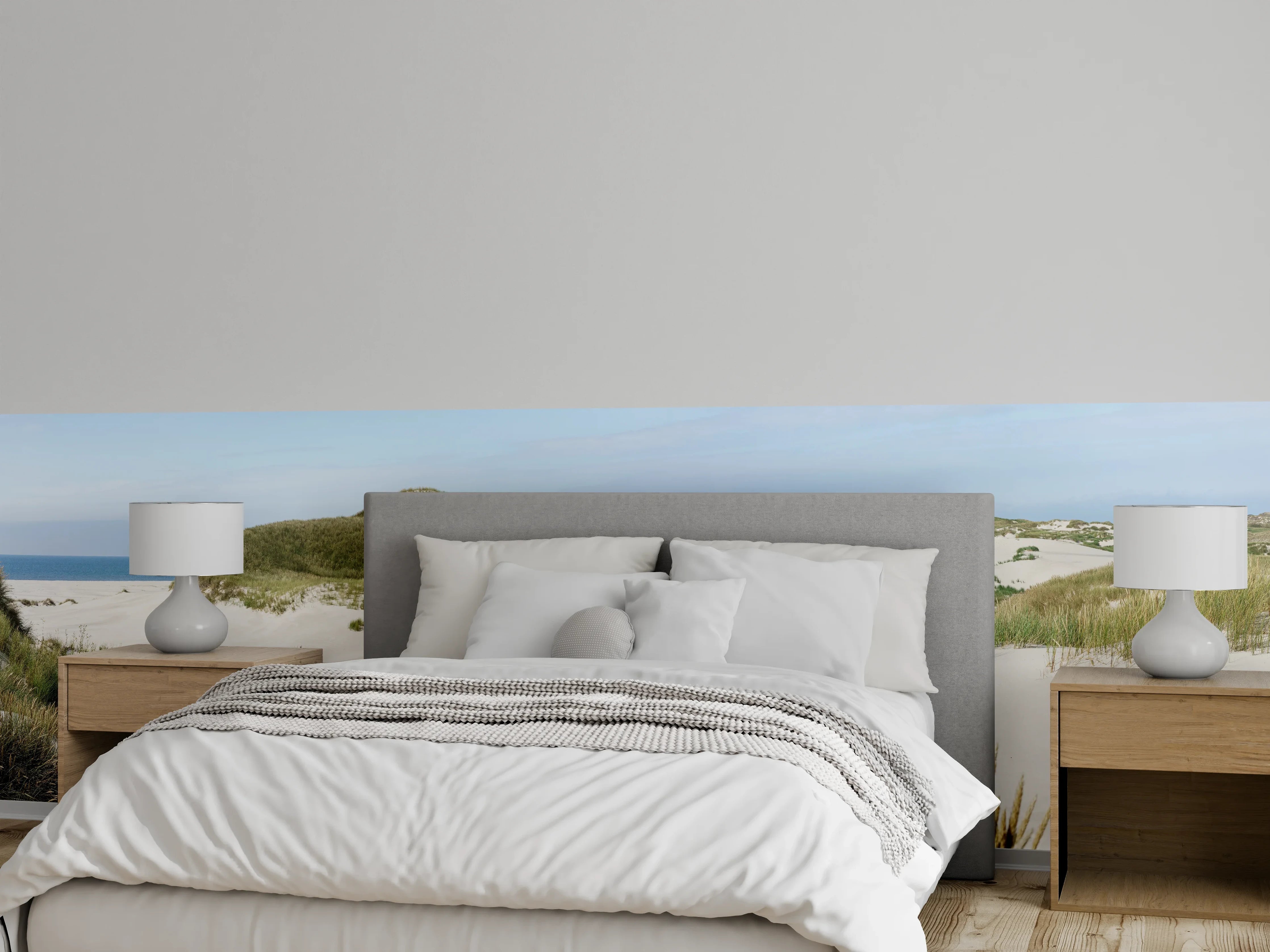 Wandverkleidung Schlafzimmer - Dünenlandschaft am Meer Panorama