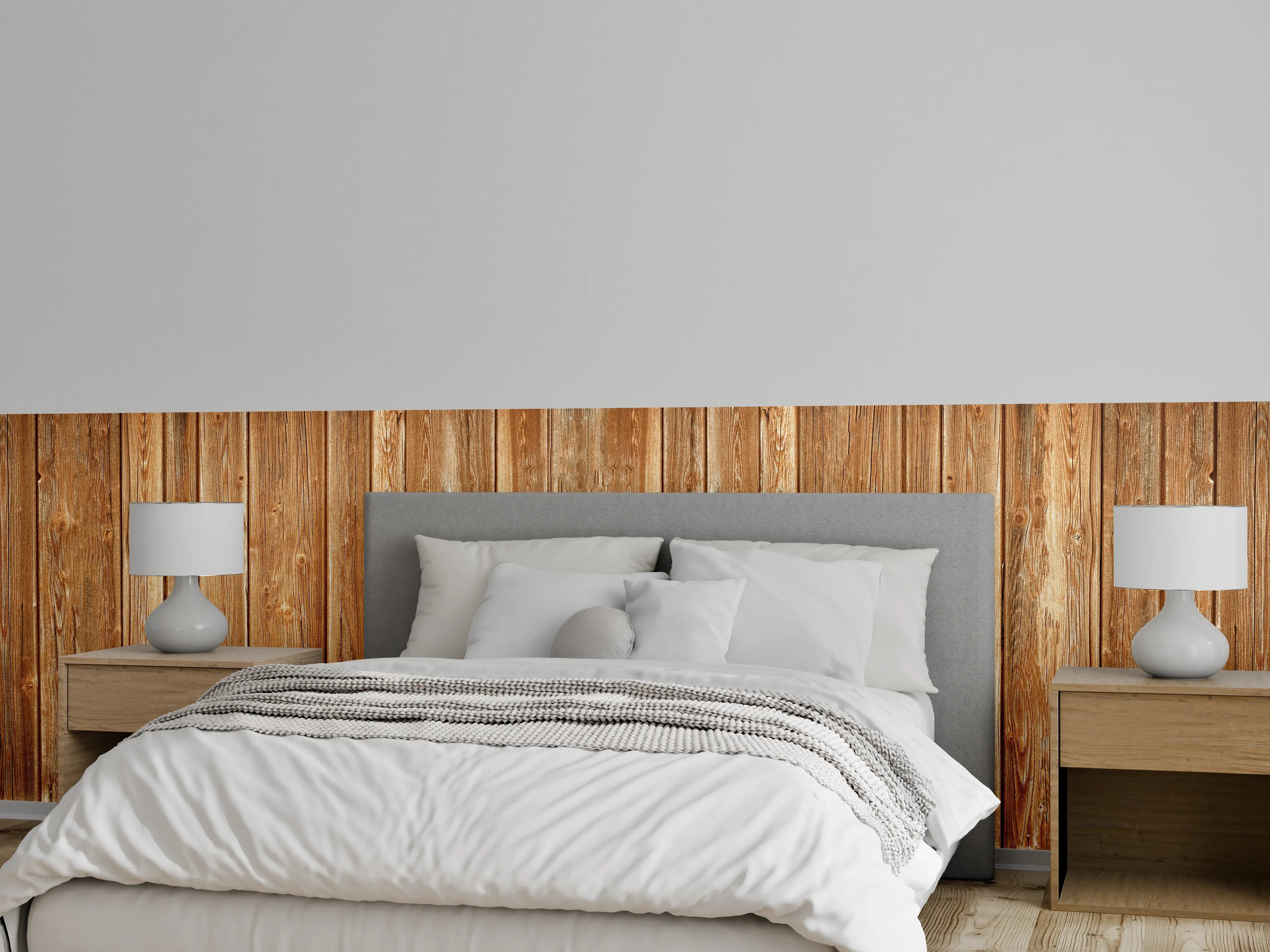 Wandverkleidung Schlafzimmer - Dünne vertikale Holzplatten