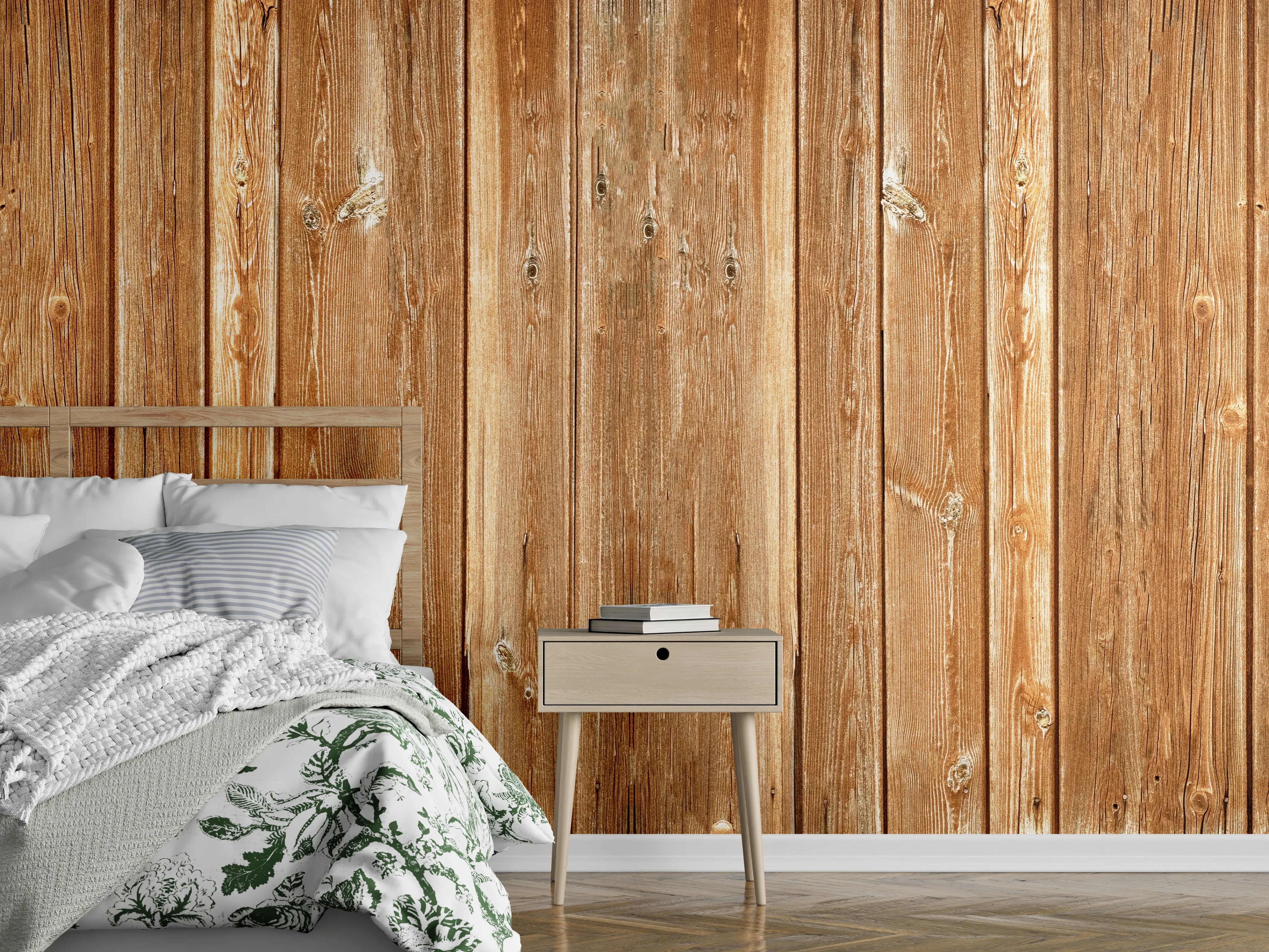 Wandverkleidung Schlafzimmer - Dünne vertikale Holzplatten