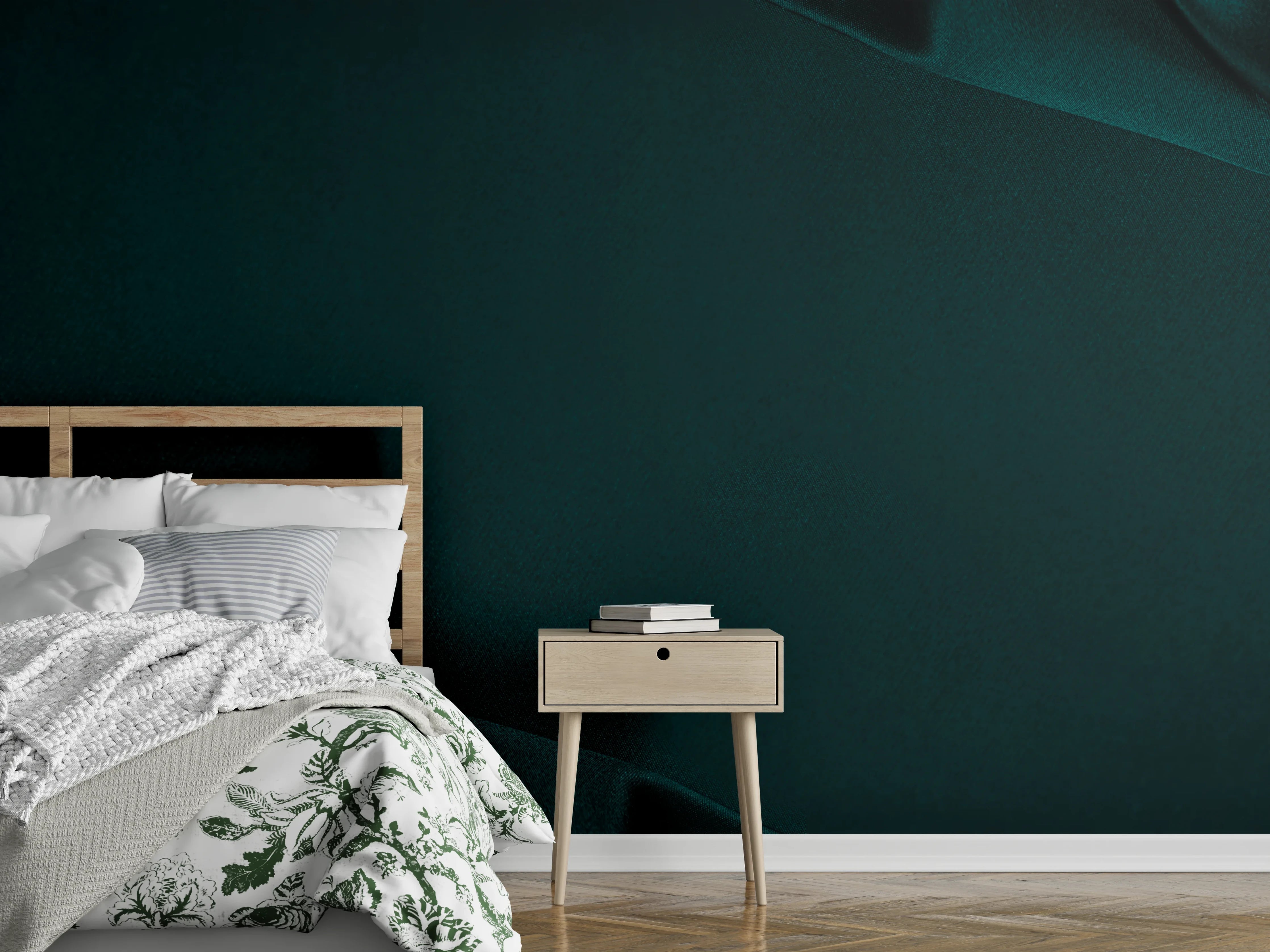 Wandverkleidung Schlafzimmer - Dunkelblauer Seidensatin Luxus