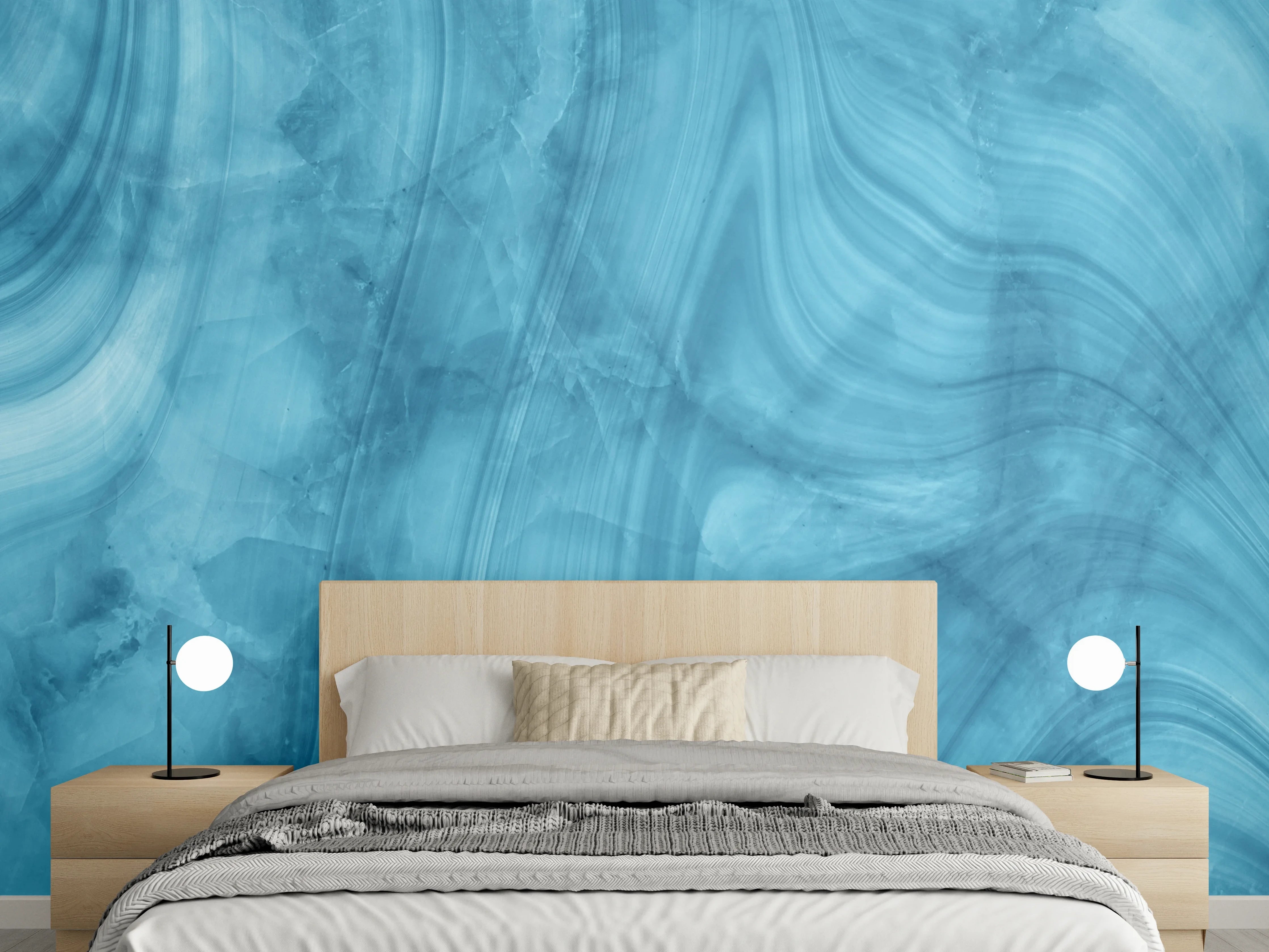 Wandverkleidung Schlafzimmer - Dunkelblaues Marmor Muster