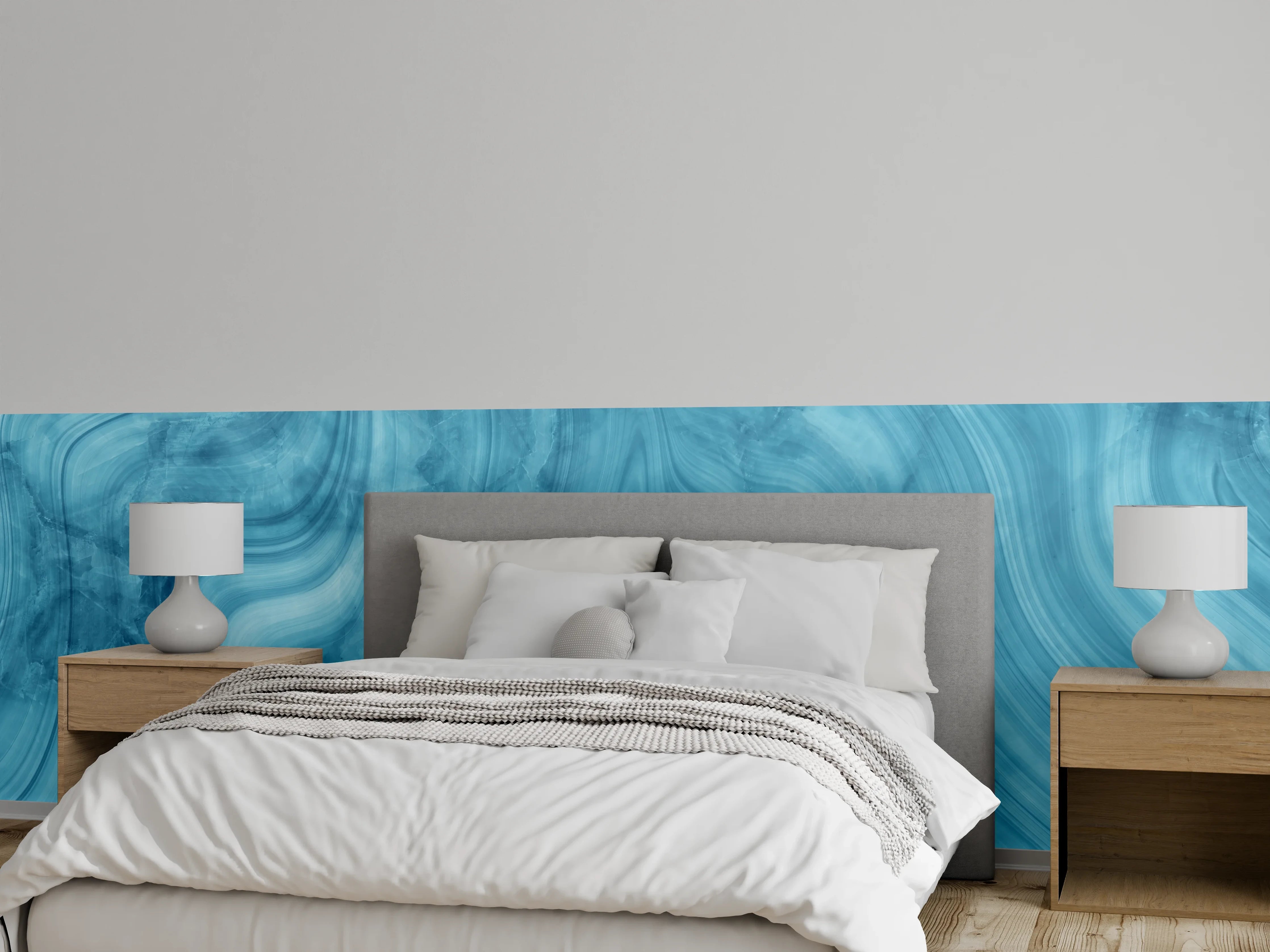 Wandverkleidung Schlafzimmer - Dunkelblaues Marmor Muster