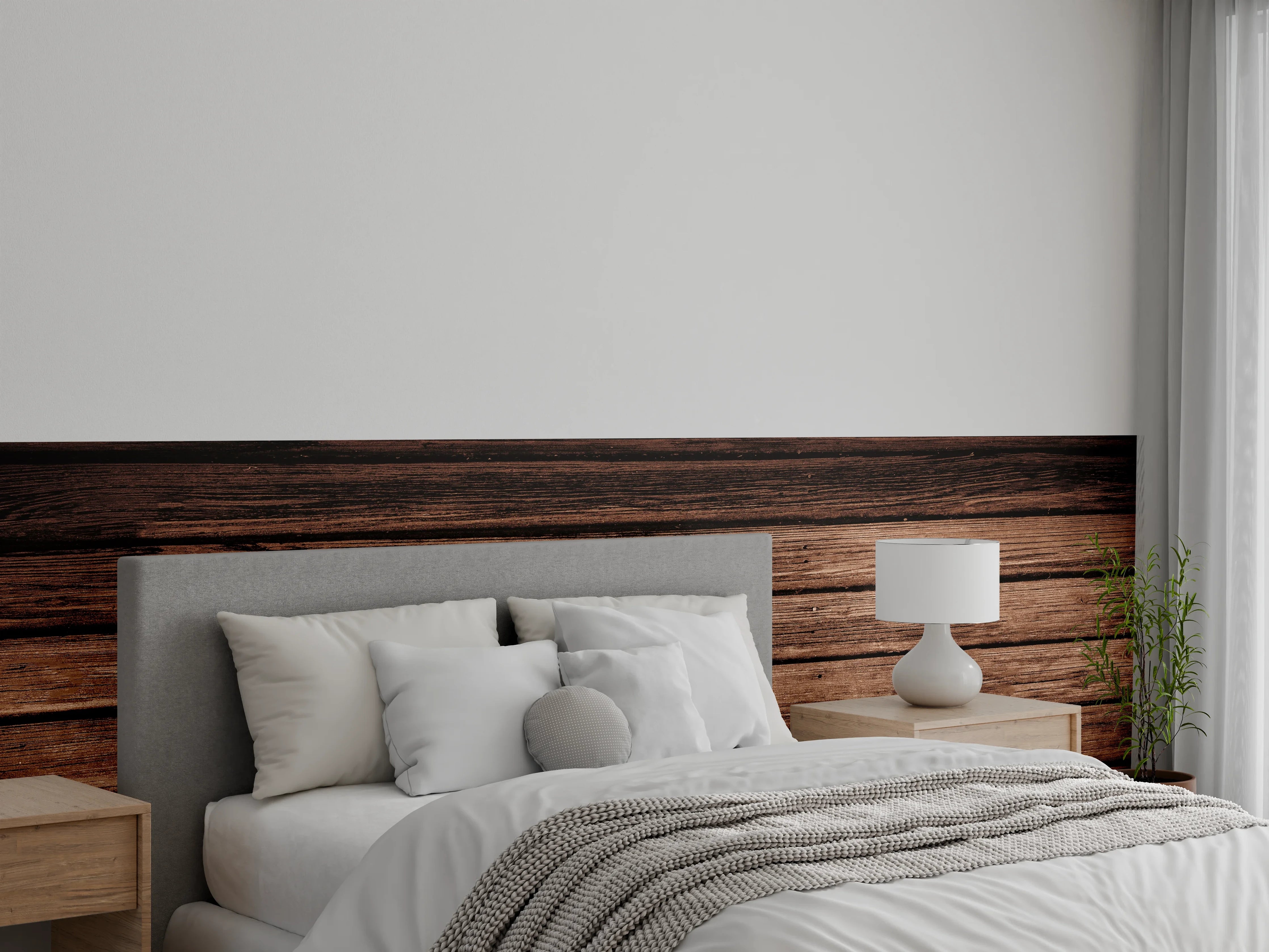 Wandverkleidung Schlafzimmer - Dunkelbraun-rustikale Holzplanken