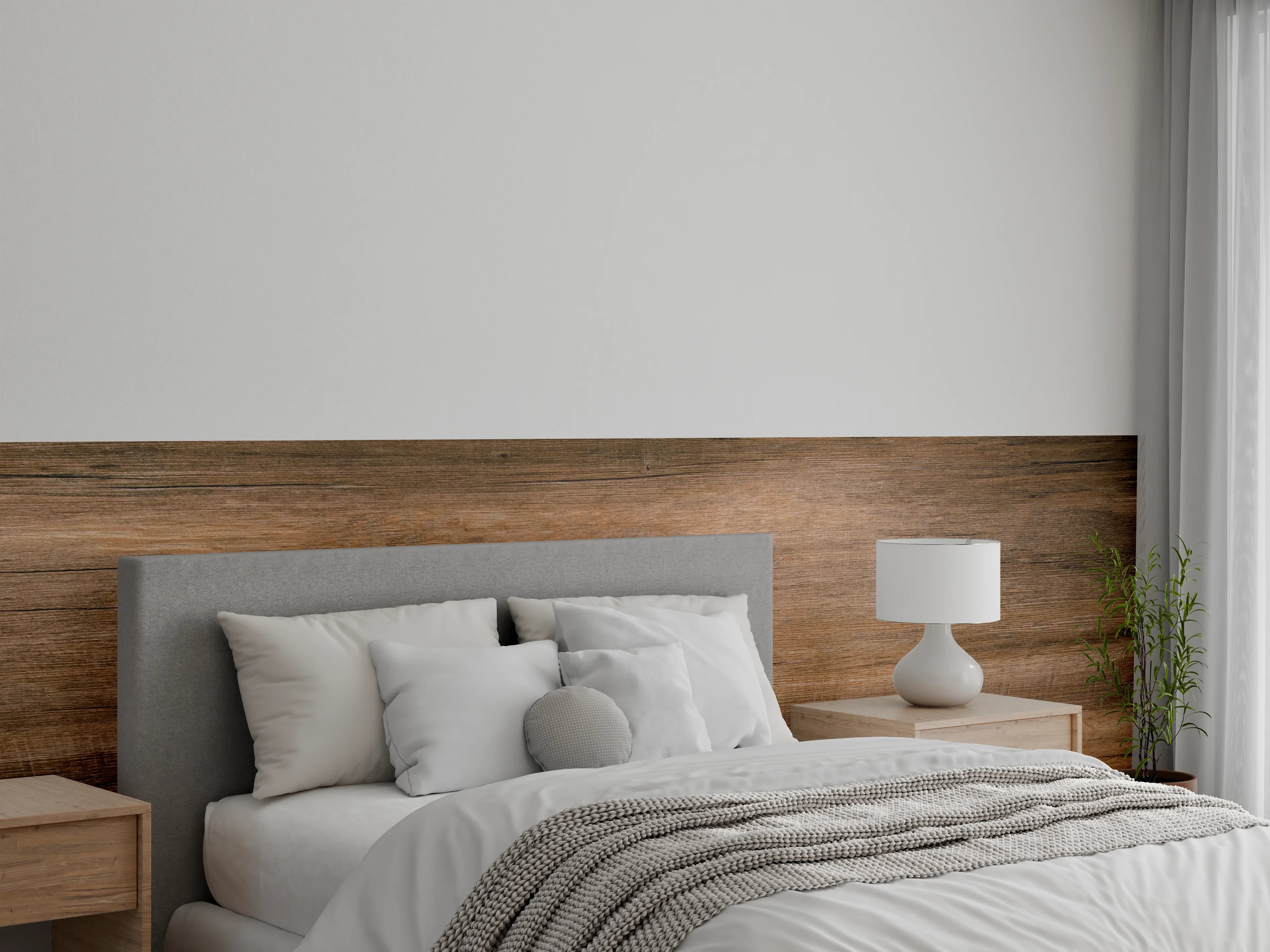 Wandverkleidung Schlafzimmer - Dunkelbraune Holzplatte