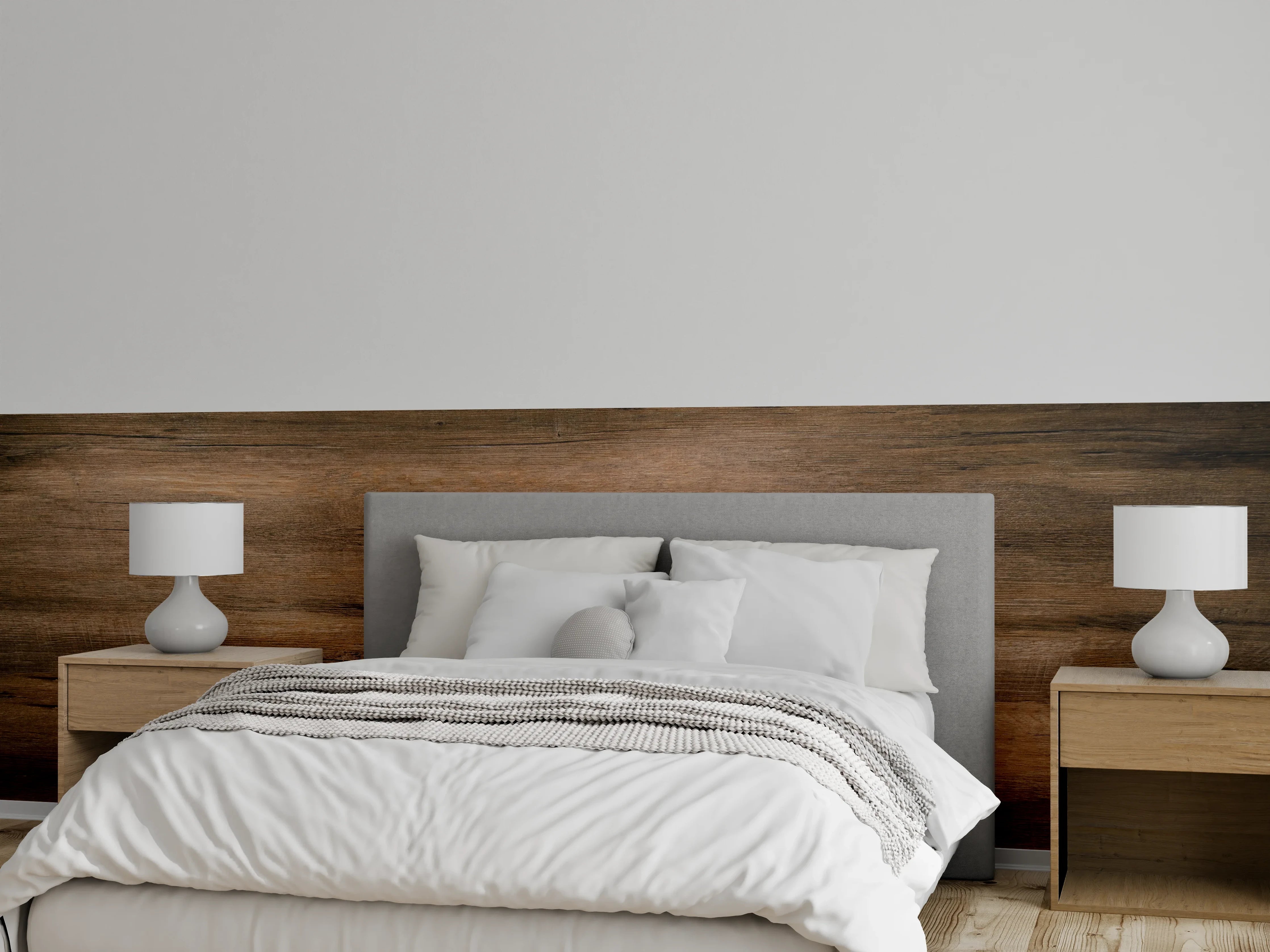Wandverkleidung Schlafzimmer - Dunkelbraune Holzplatte