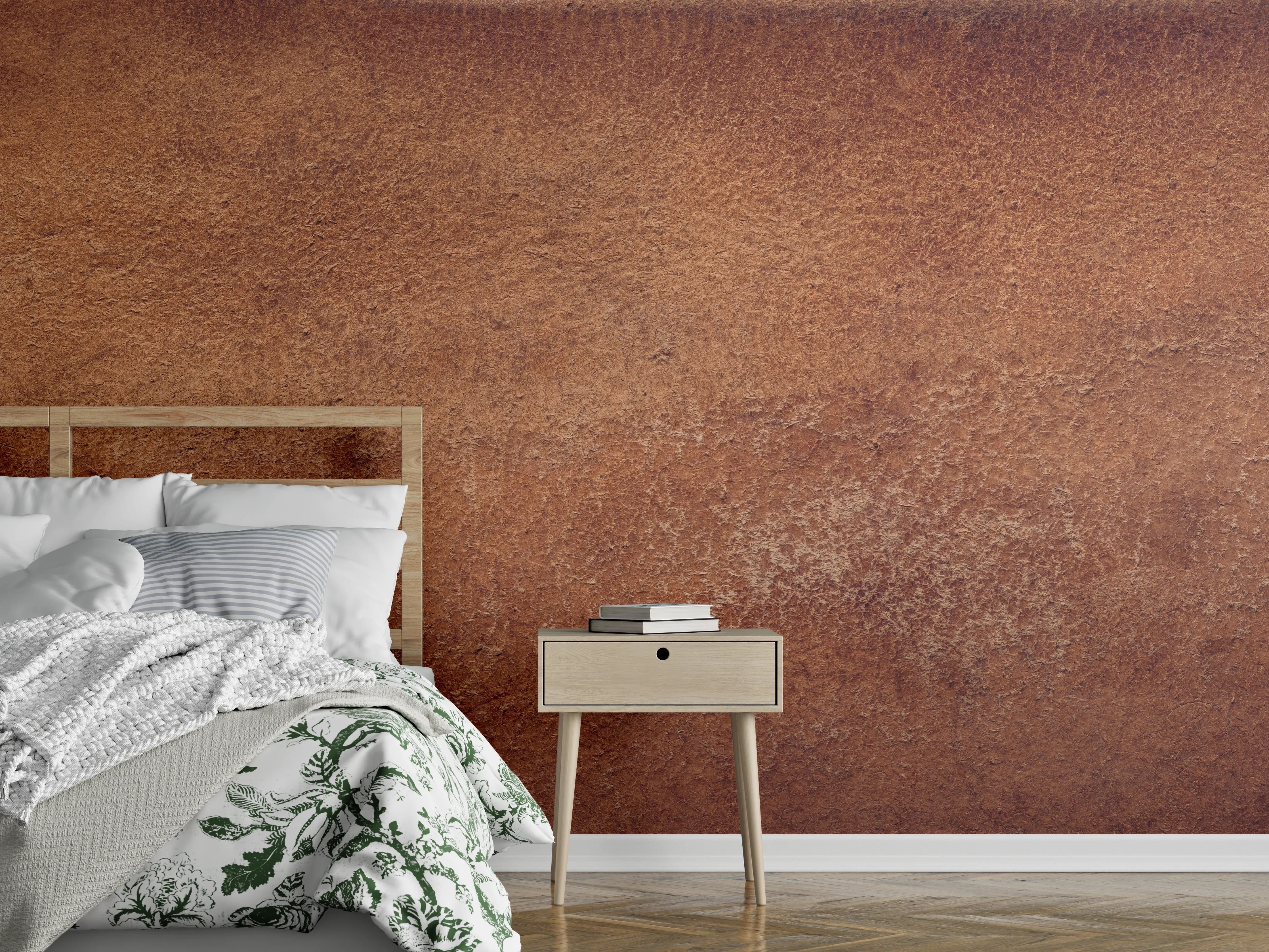 Wandverkleidung Schlafzimmer - Dunkelbraune Ledertextur