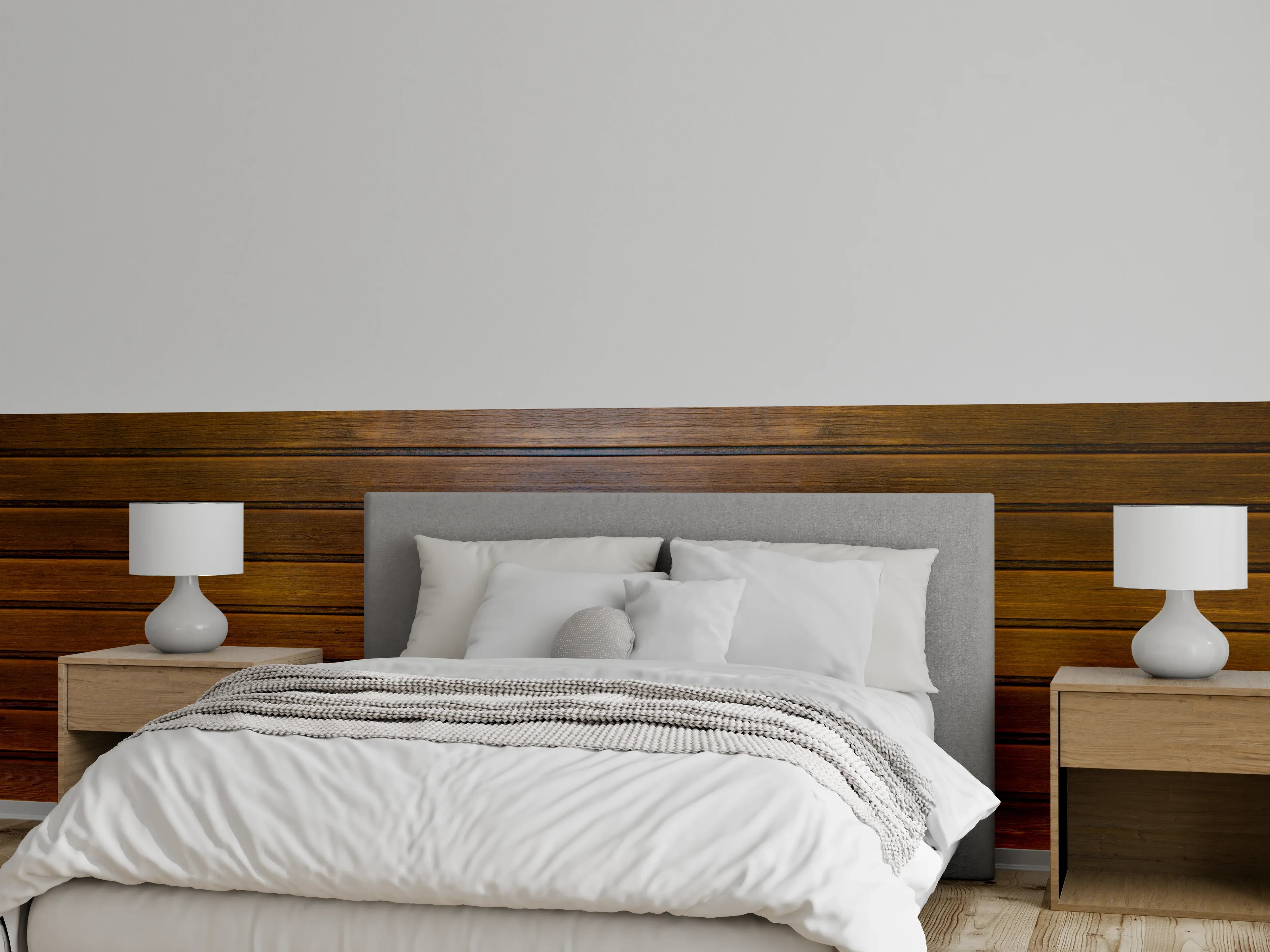 Wandverkleidung Schlafzimmer - Dunkelbraune glänzende Holztextur