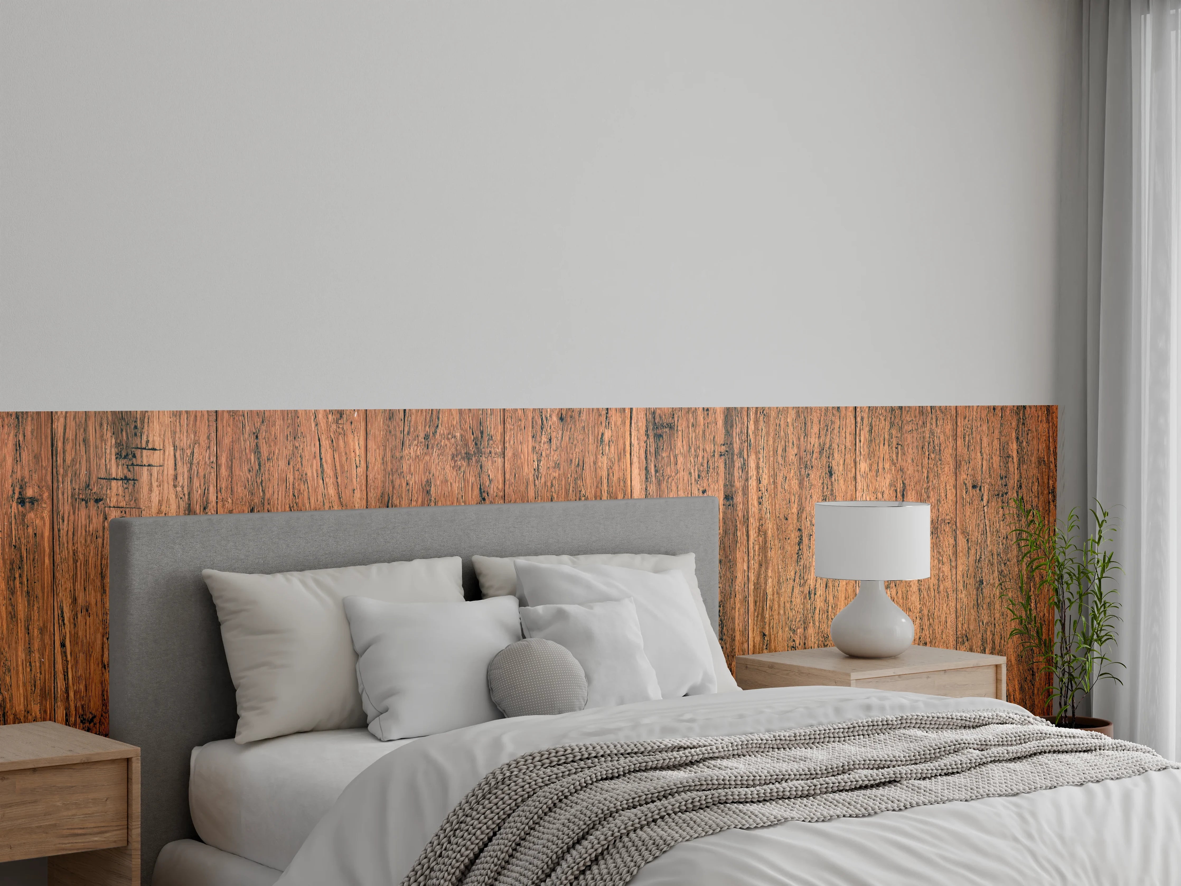 Wandverkleidung Schlafzimmer - Dunkelbraunes rustikales Holzbrett
