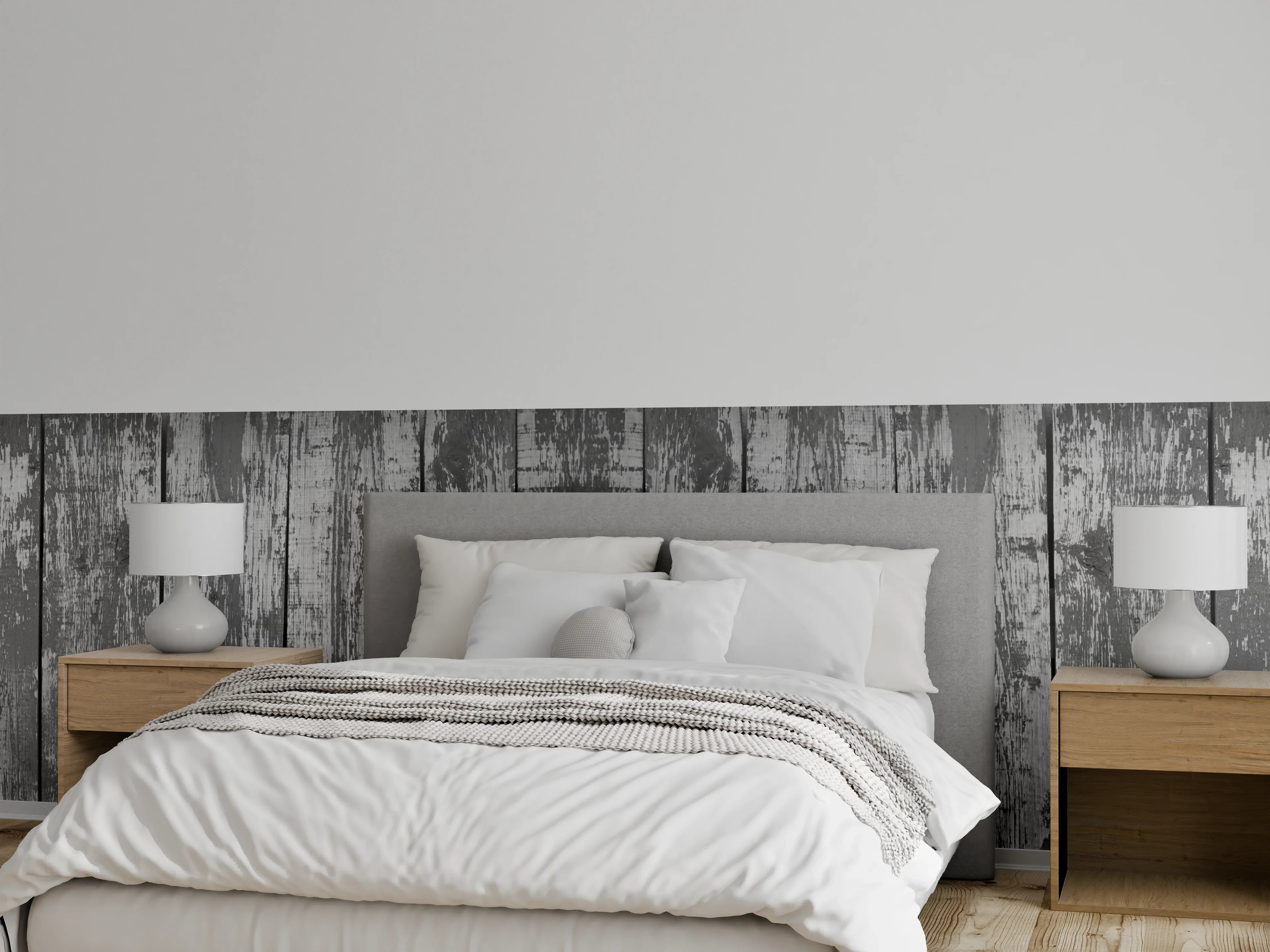 Wandverkleidung Schlafzimmer - Dunkelgrauer Holzhintergrund