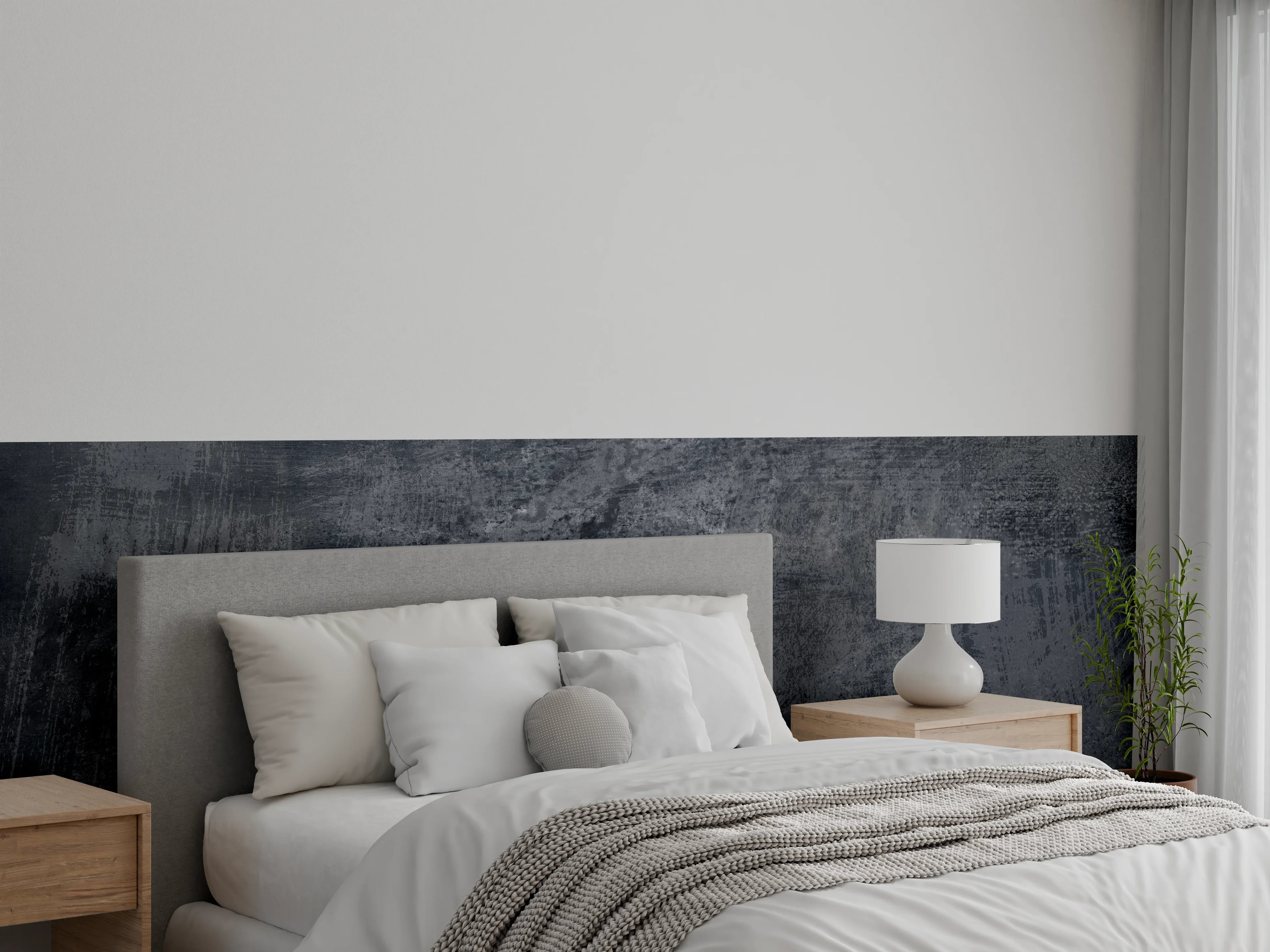 Wandverkleidung Schlafzimmer - Dunkelgrauer Zement-Hintergrund