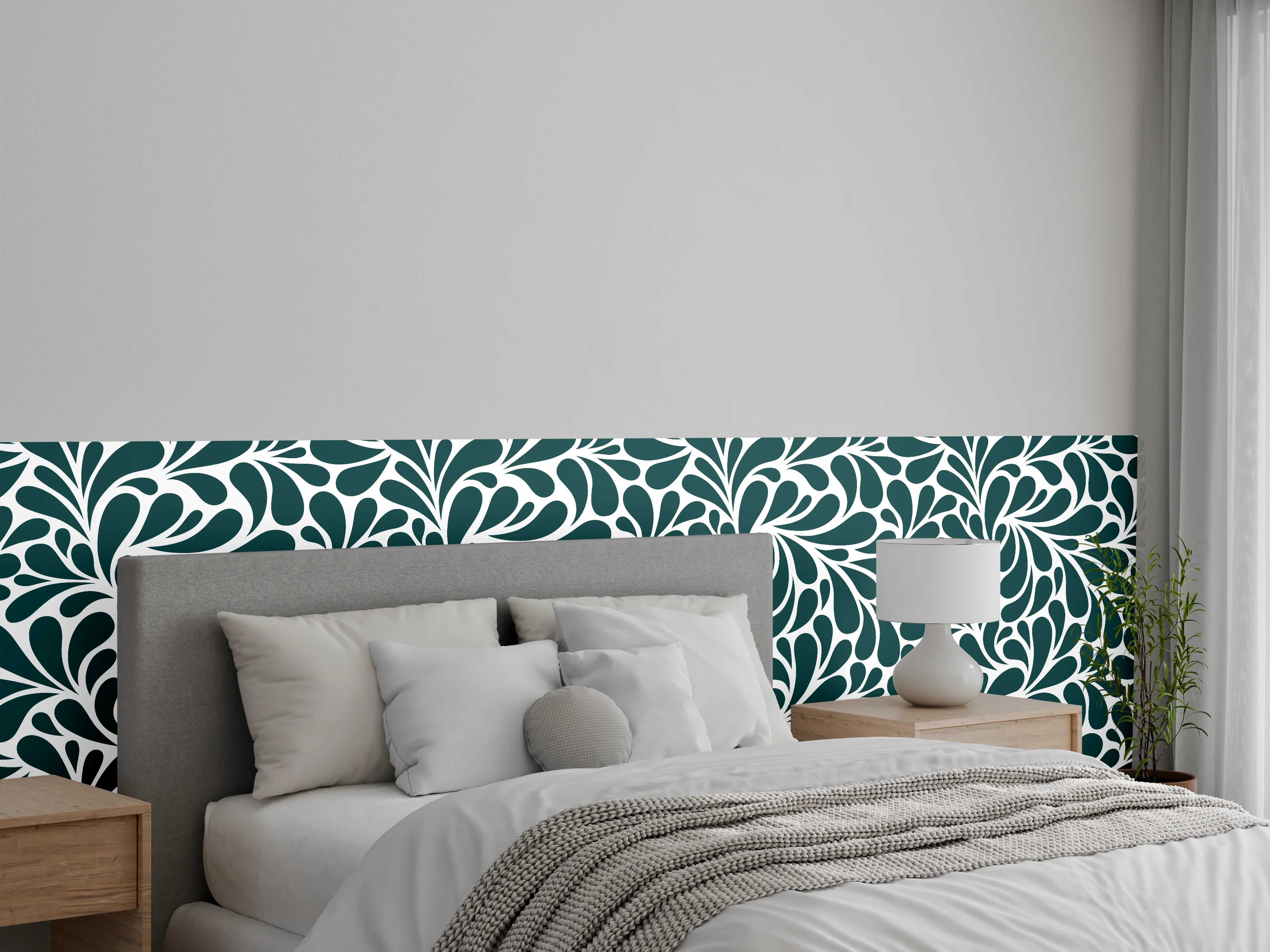 Wandverkleidung Schlafzimmer - Dunkelgrüne Blattmuster-Textur