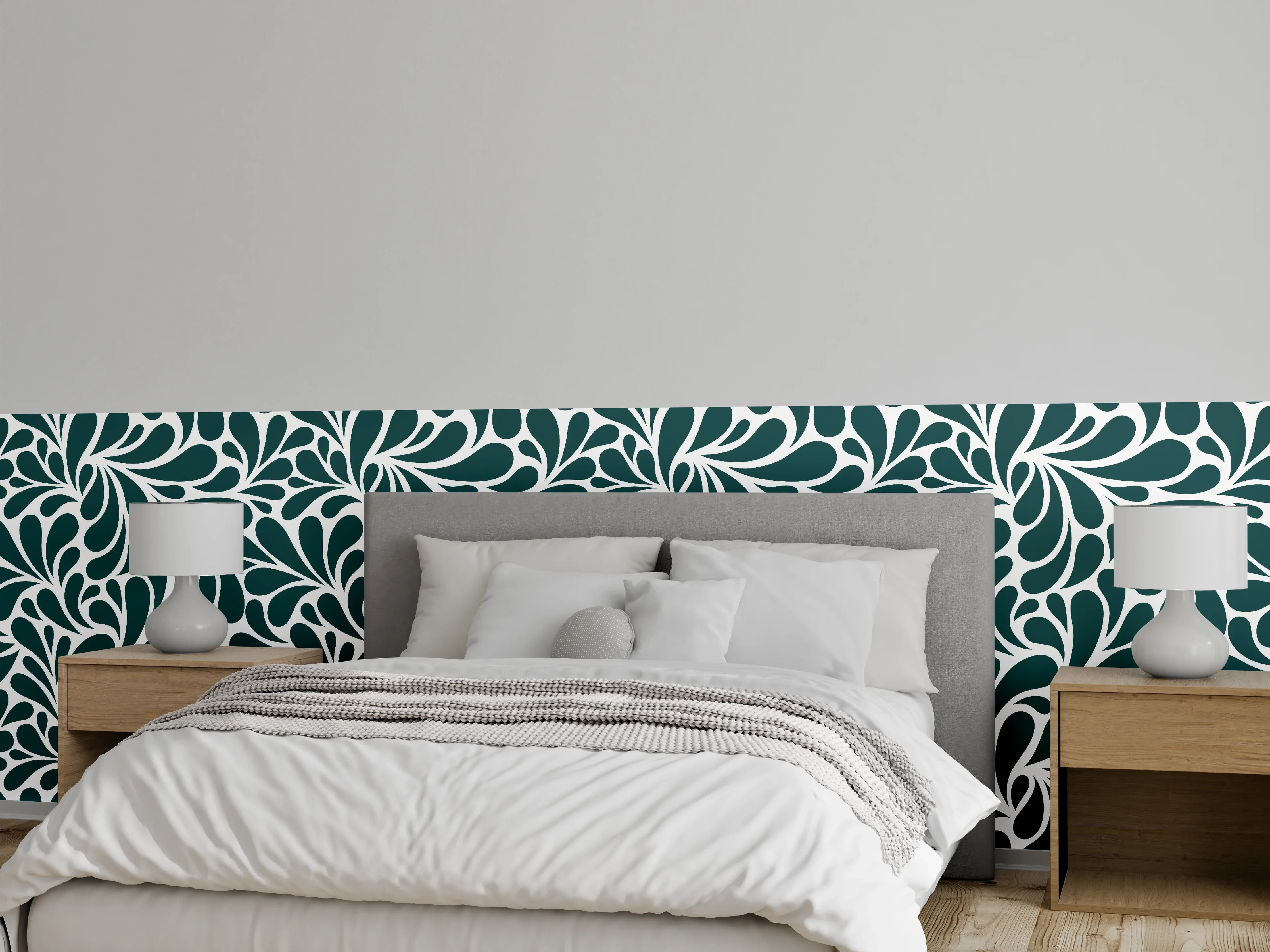 Wandverkleidung Schlafzimmer - Dunkelgrüne Blattmuster-Textur
