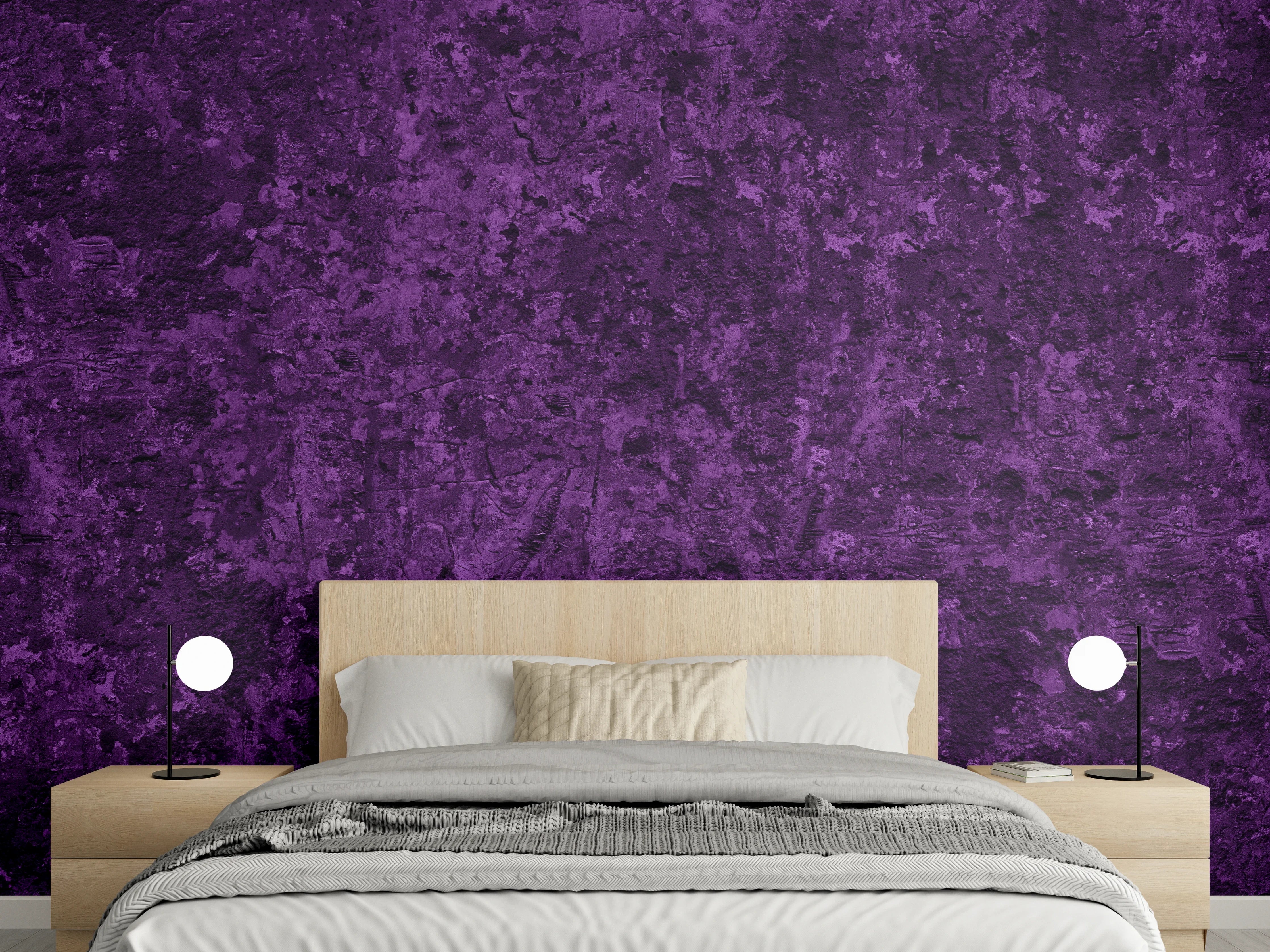 Wandverkleidung Schlafzimmer - Dunkelviolette grobe Wandtextur