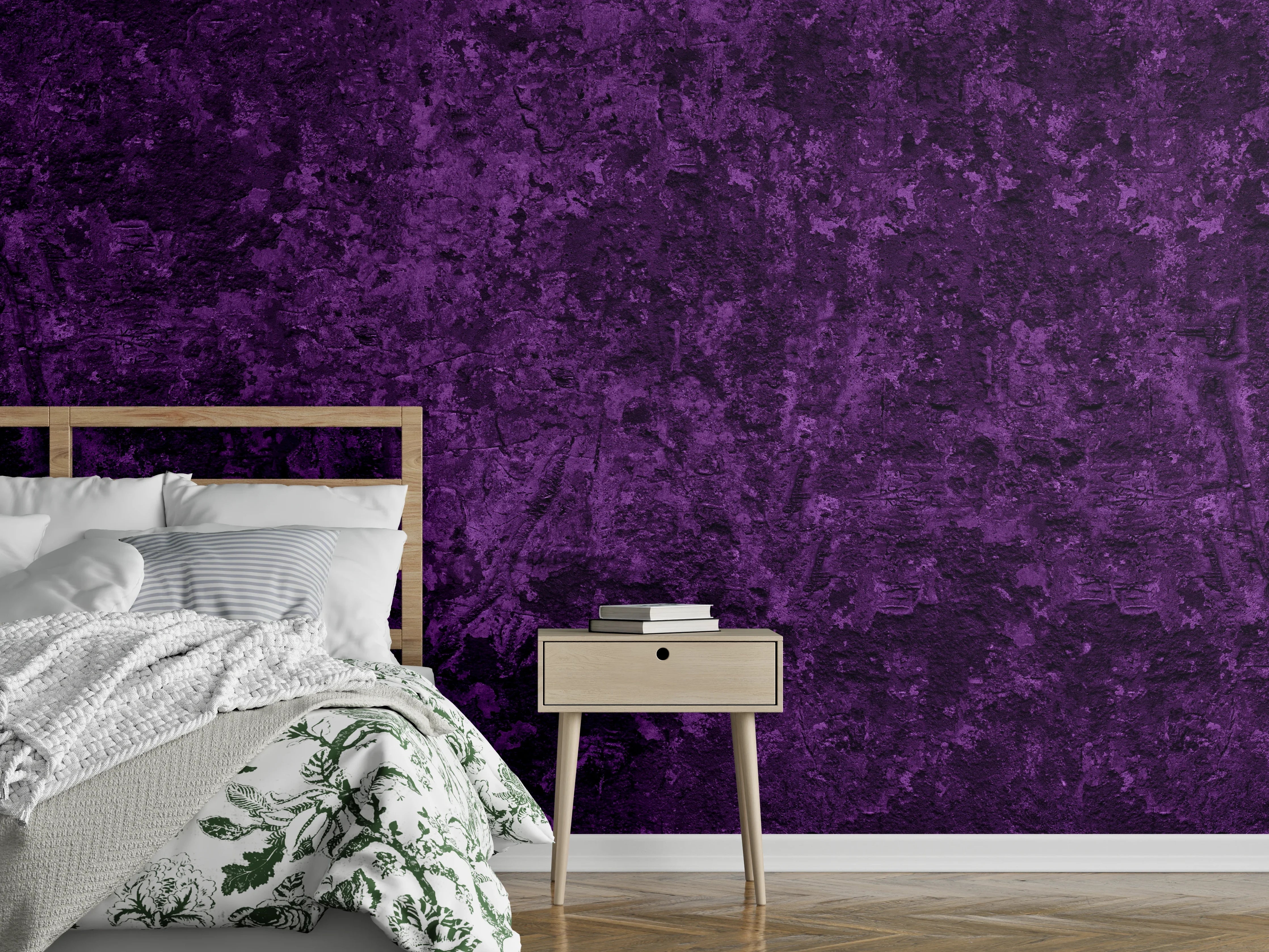 Wandverkleidung Schlafzimmer - Dunkelviolette grobe Wandtextur
