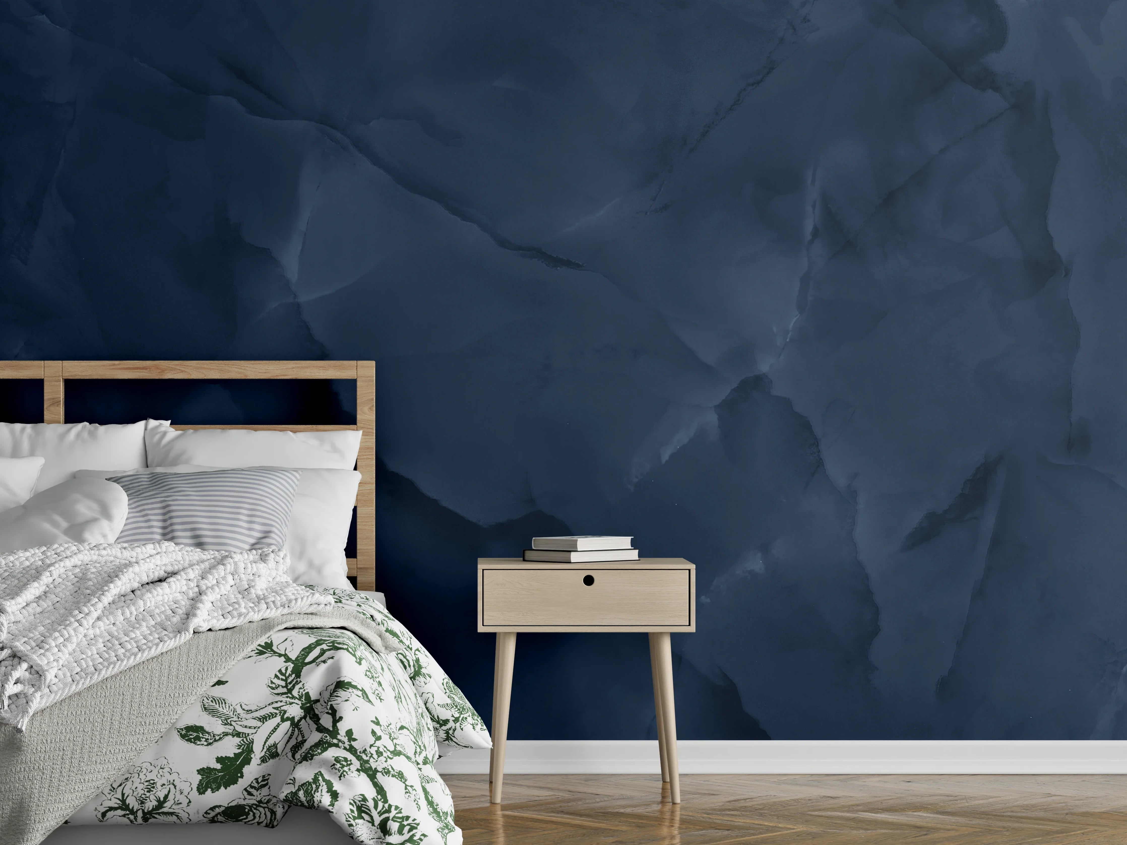 Wandverkleidung Schlafzimmer - Dunkle Blau-Ton Textur mit Marbleffekt