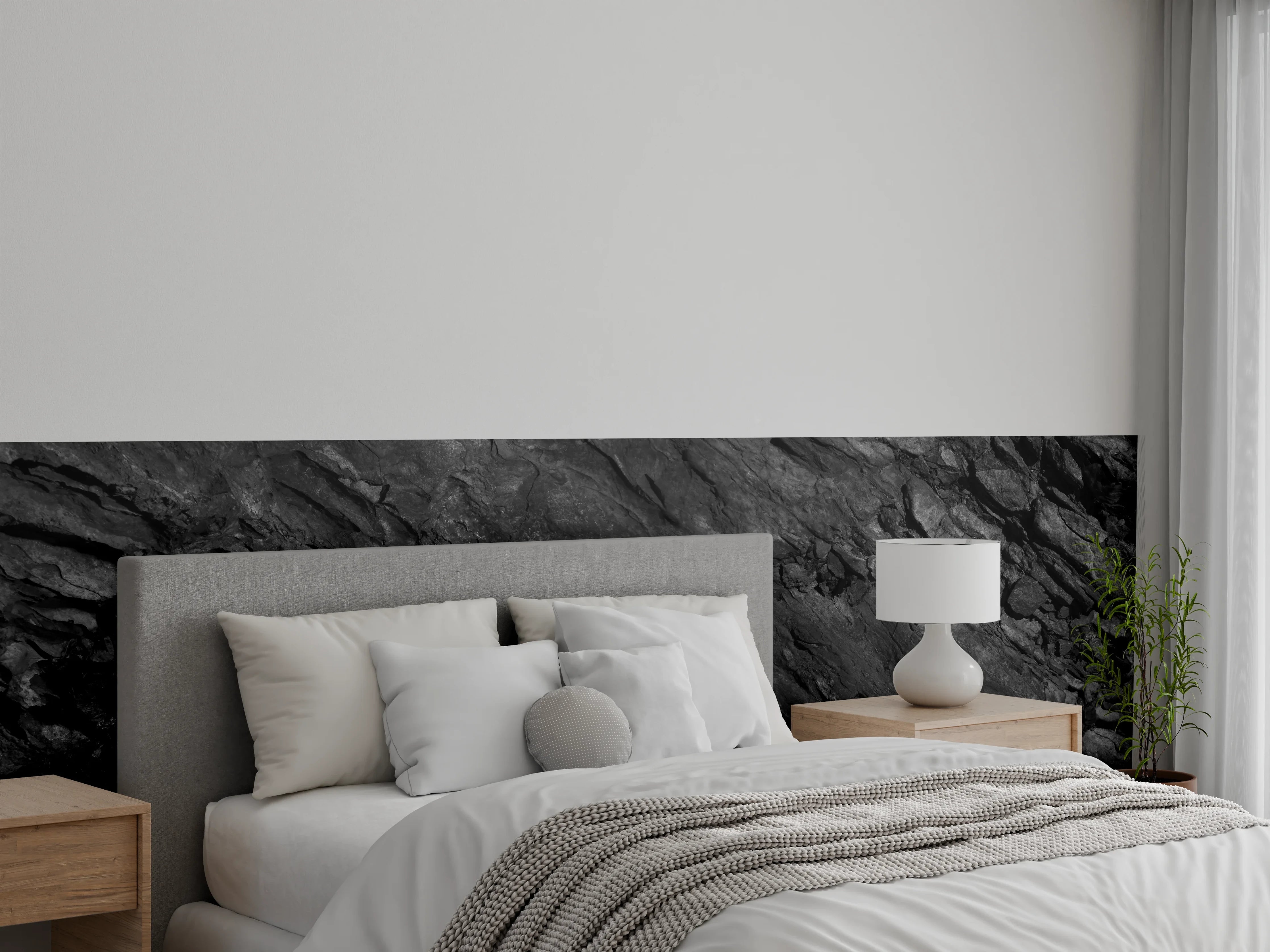 Wandverkleidung Schlafzimmer - Dunkle Felsstruktur, Naturaufnahme