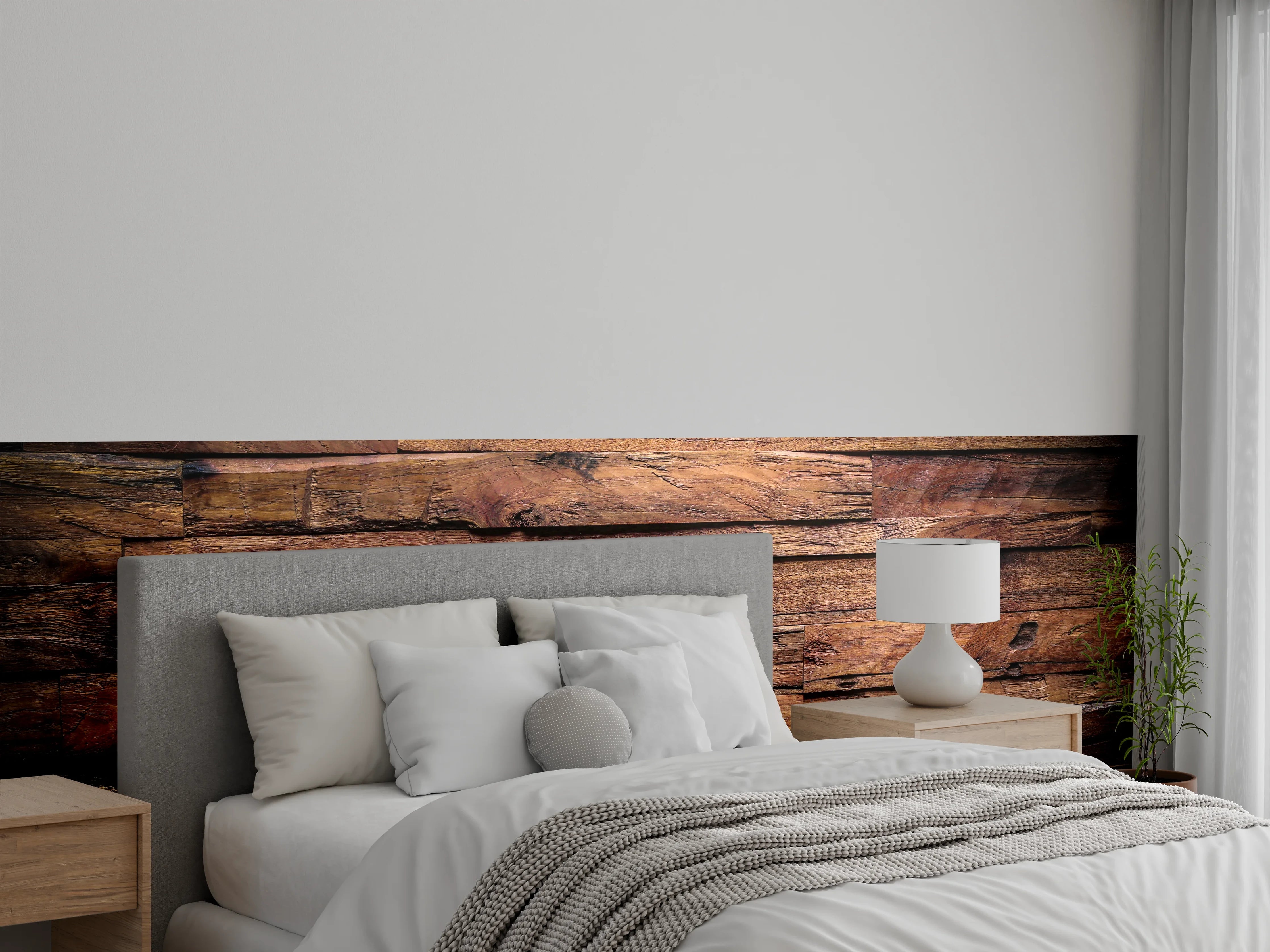 Wandverkleidung Schlafzimmer - Dunkle Holztextur
