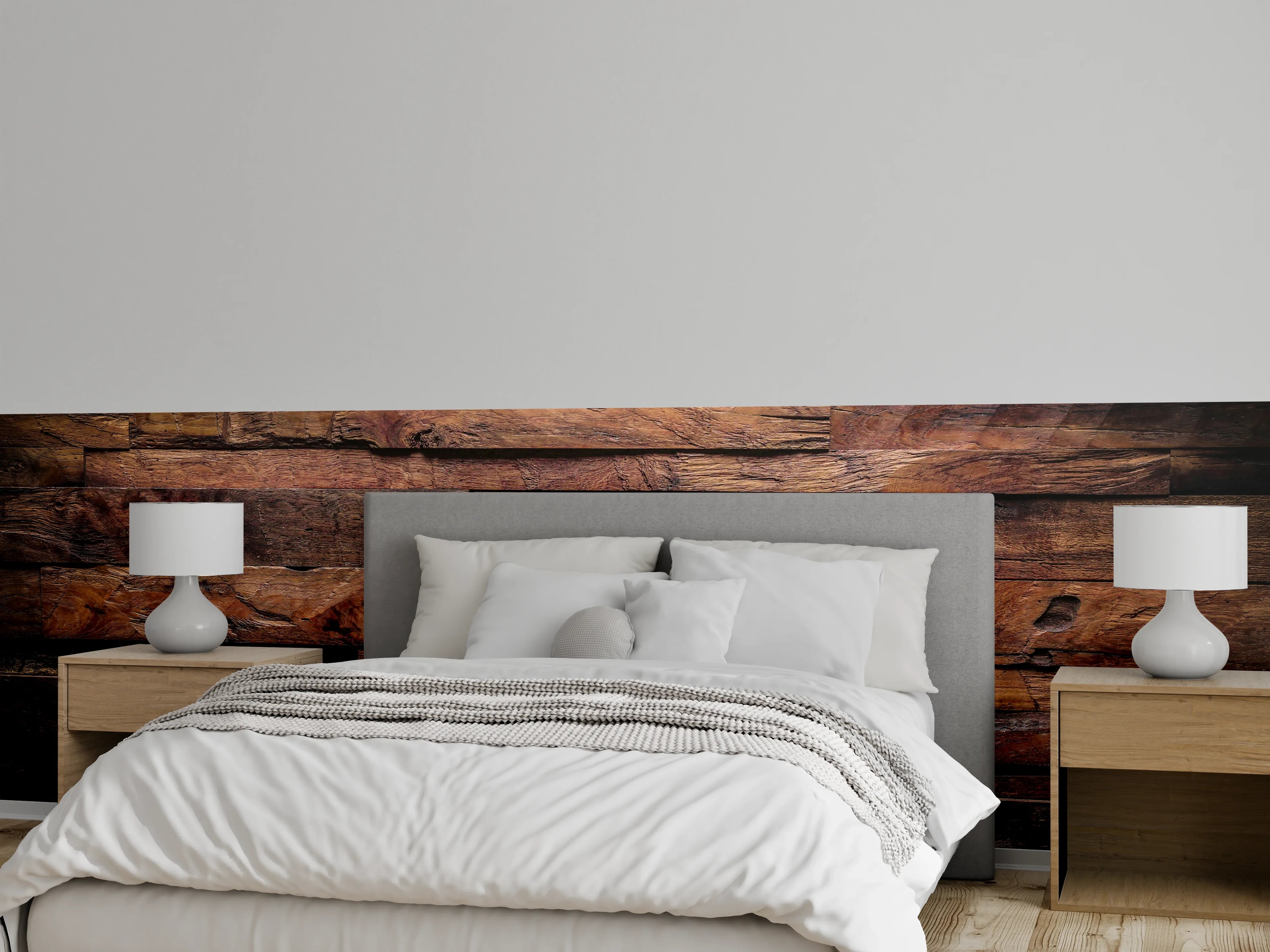 Wandverkleidung Schlafzimmer - Dunkle Holztextur