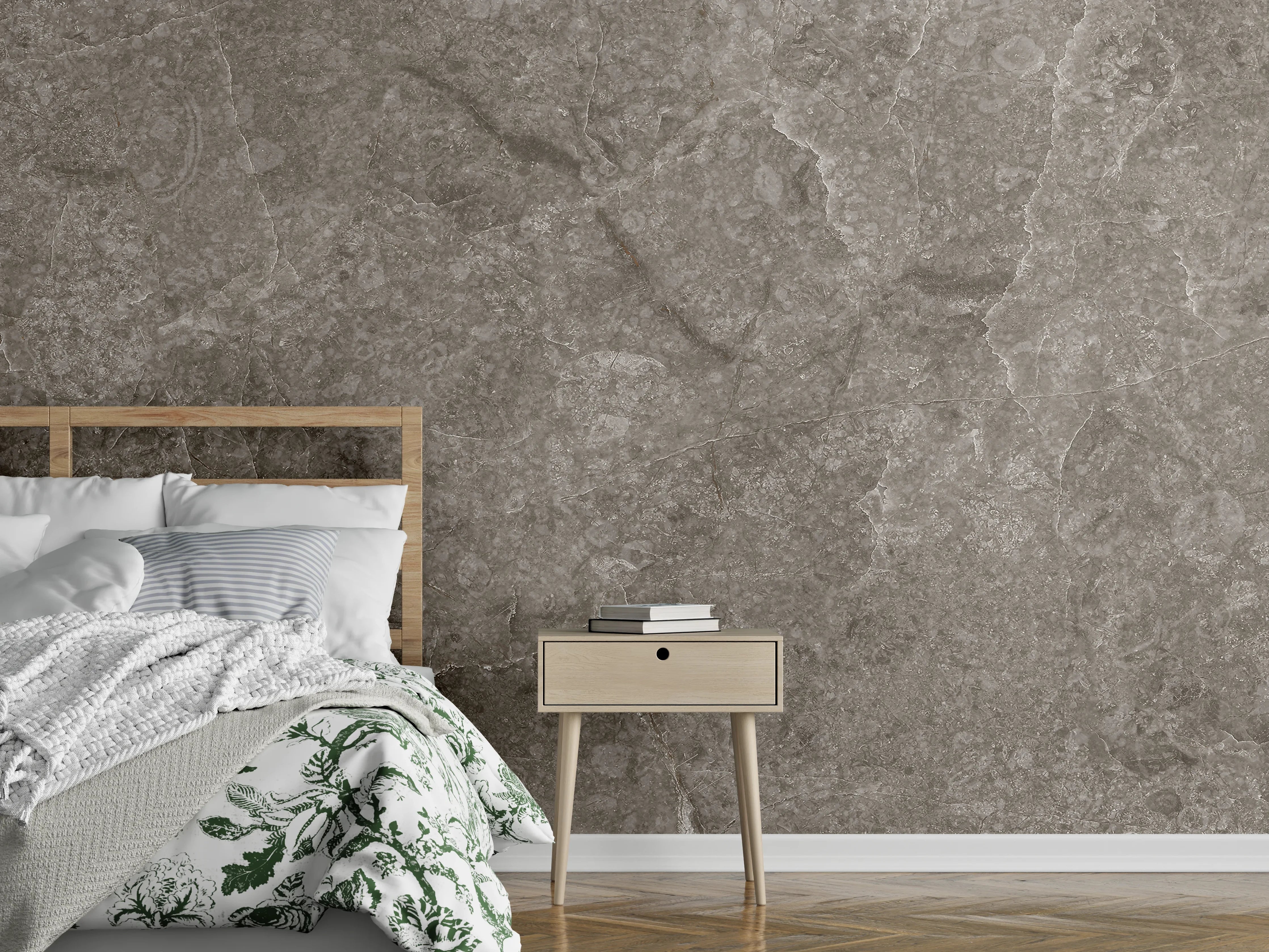 Wandverkleidung Schlafzimmer - Dunkle Marmor Stein Textur