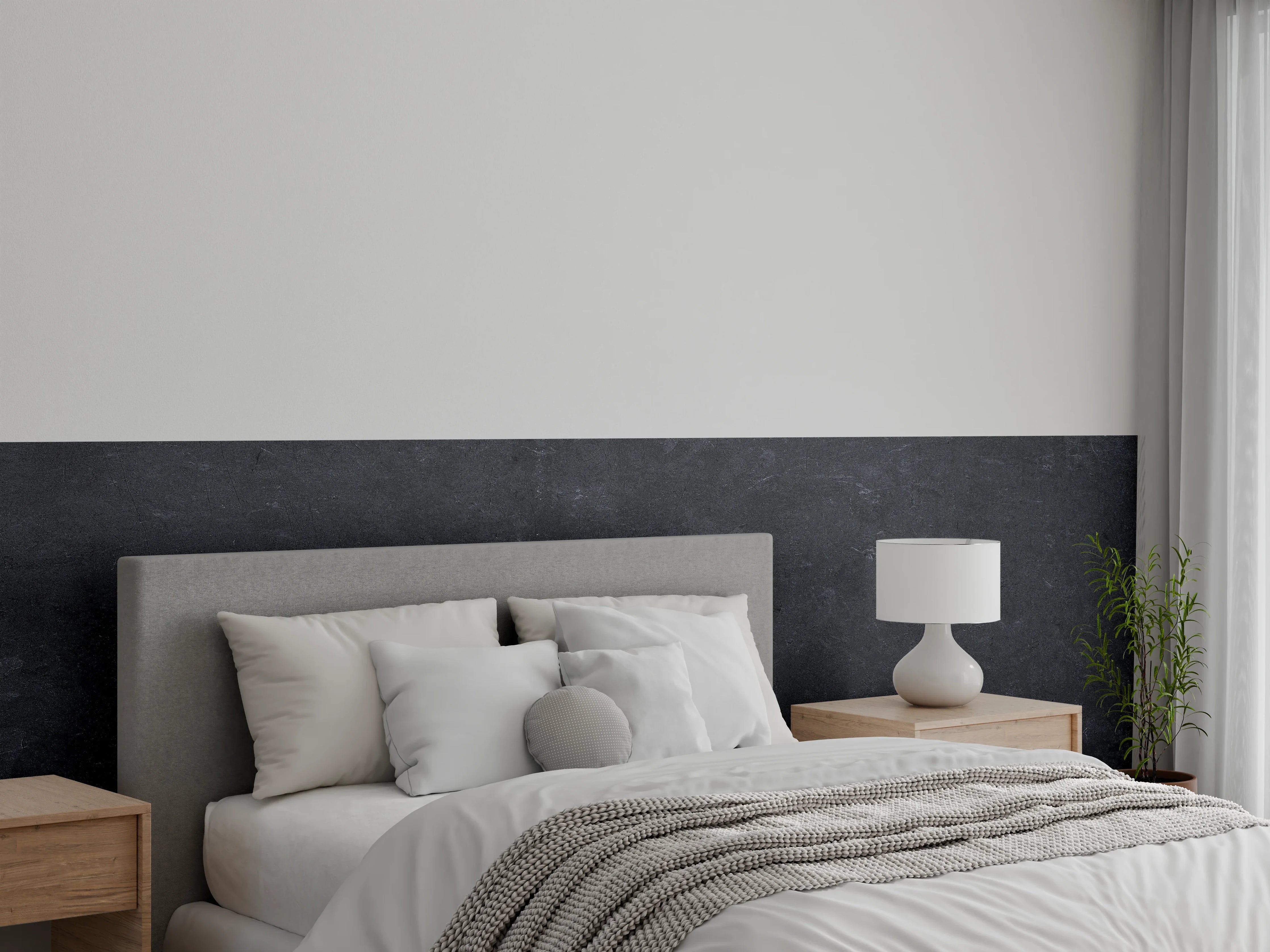Wandverkleidung Schlafzimmer - Dunkle Stein- oder Schieferwand