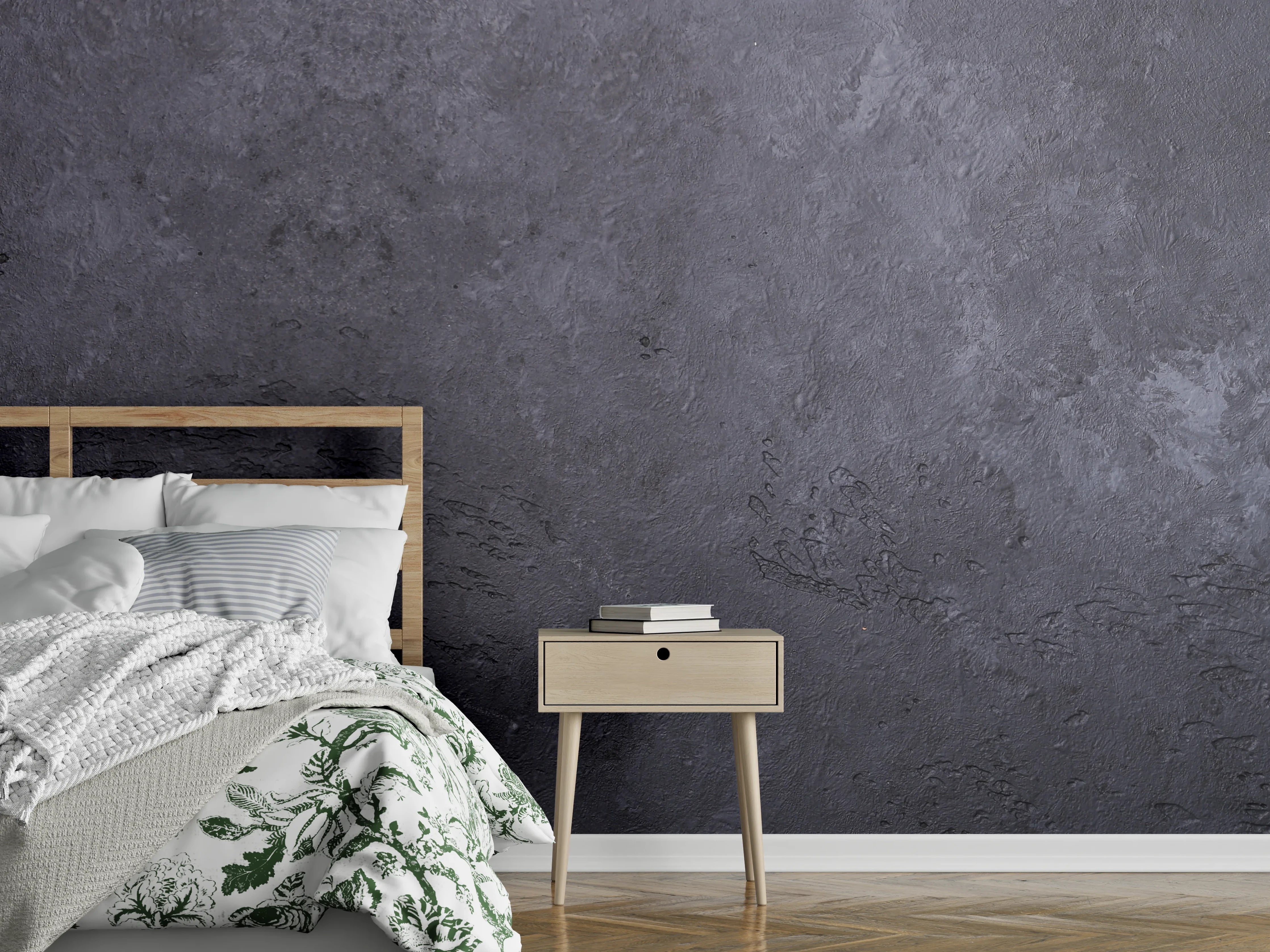 Wandverkleidung Schlafzimmer - Dunkle Steintextur