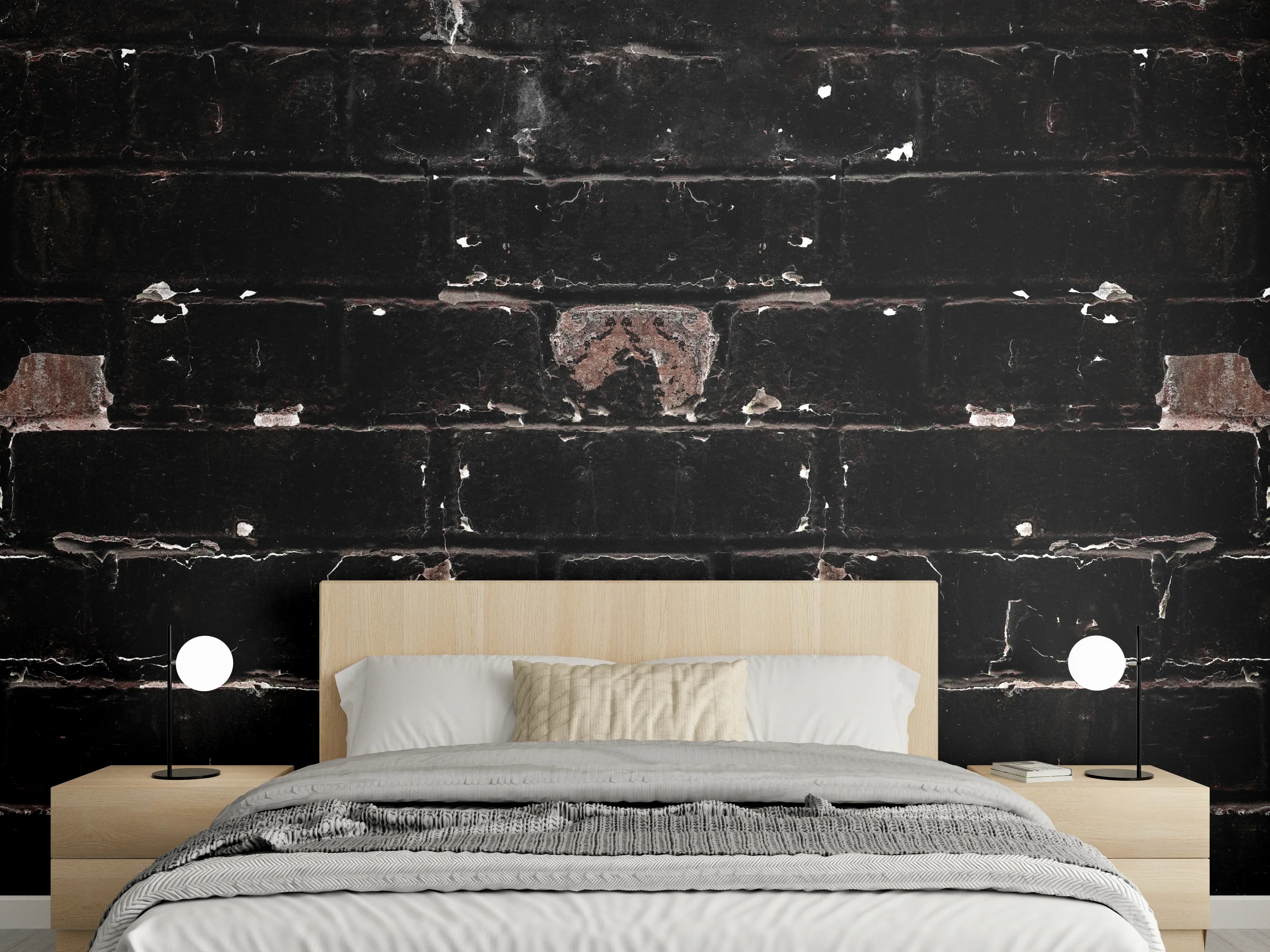 Wandverkleidung Schlafzimmer - Dunkle beschädigte Ziegelwand