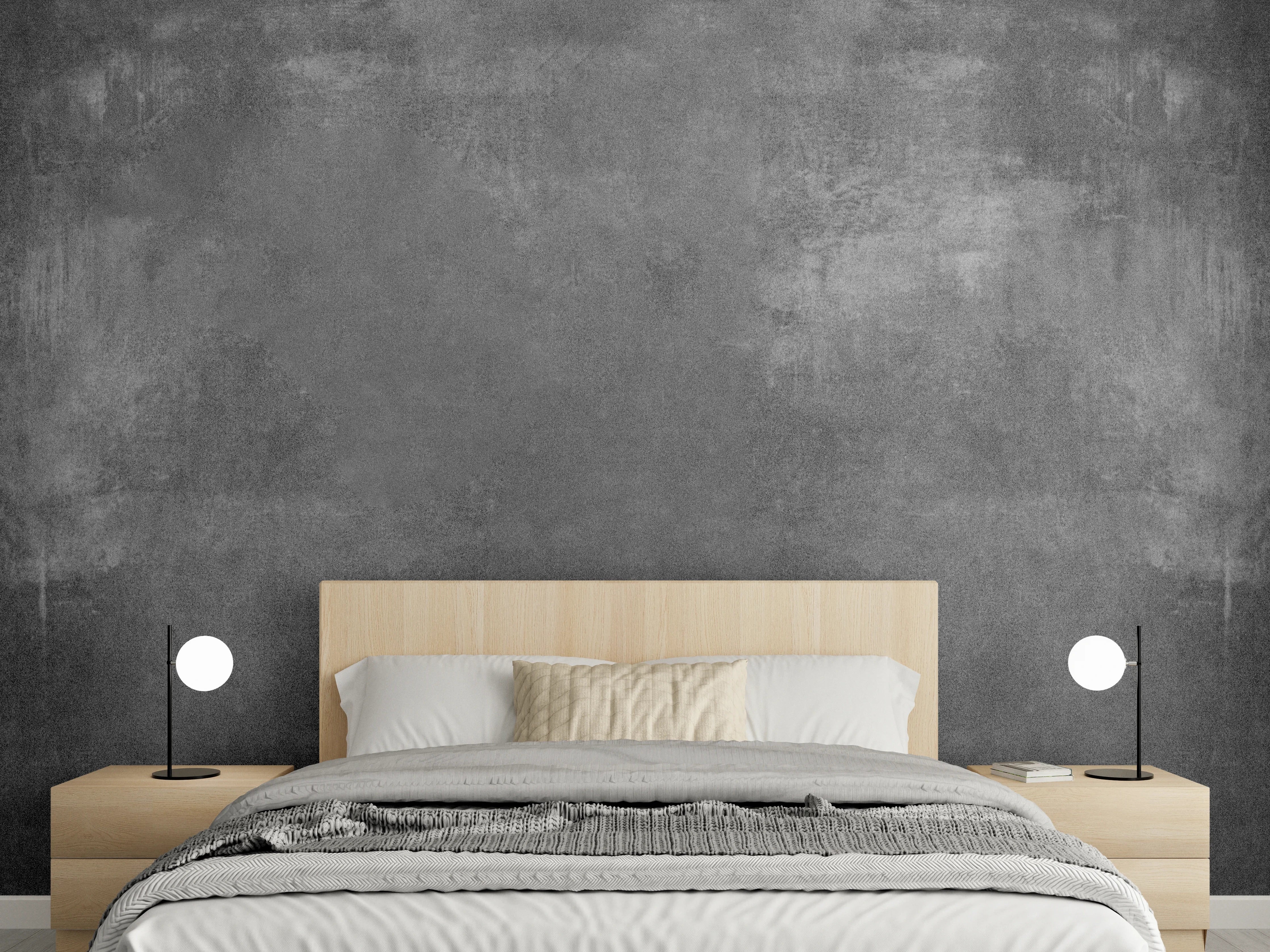 Wandverkleidung Schlafzimmer - Dunkle, strukturierte Betonwand