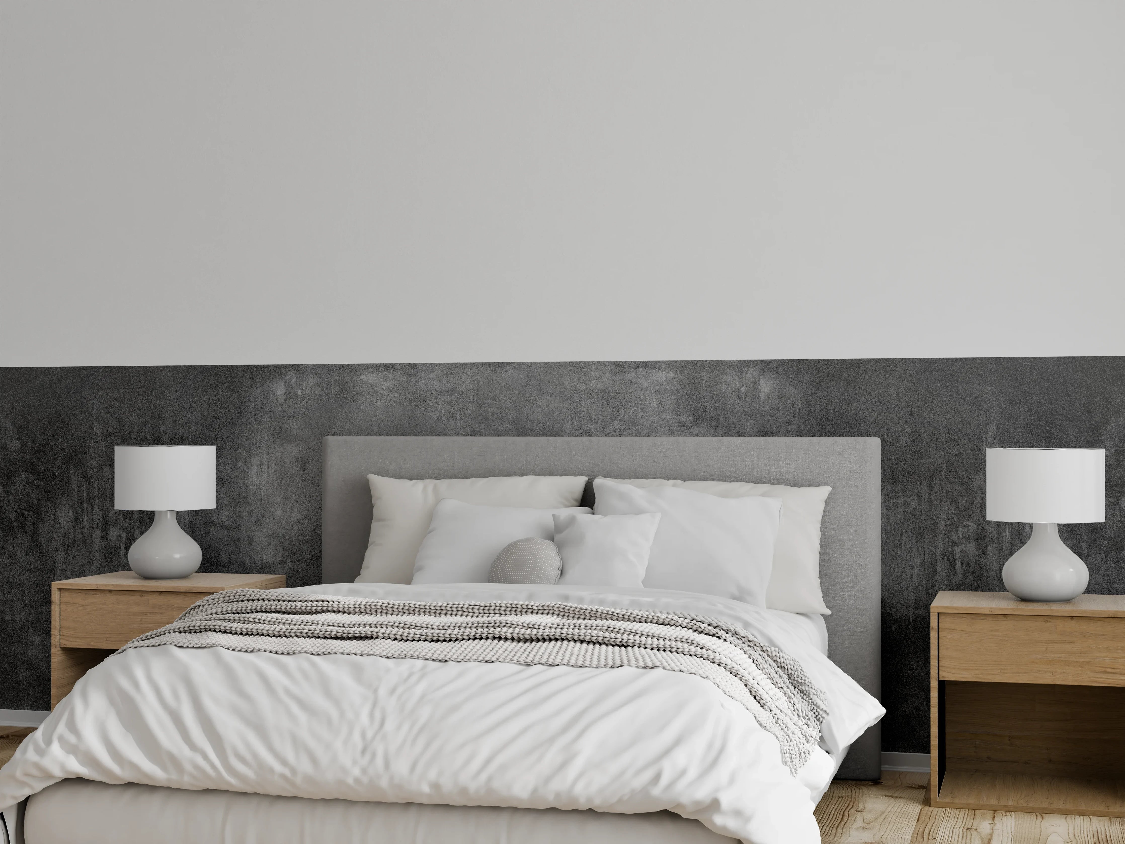 Wandverkleidung Schlafzimmer - Dunkle, strukturierte Betonwand