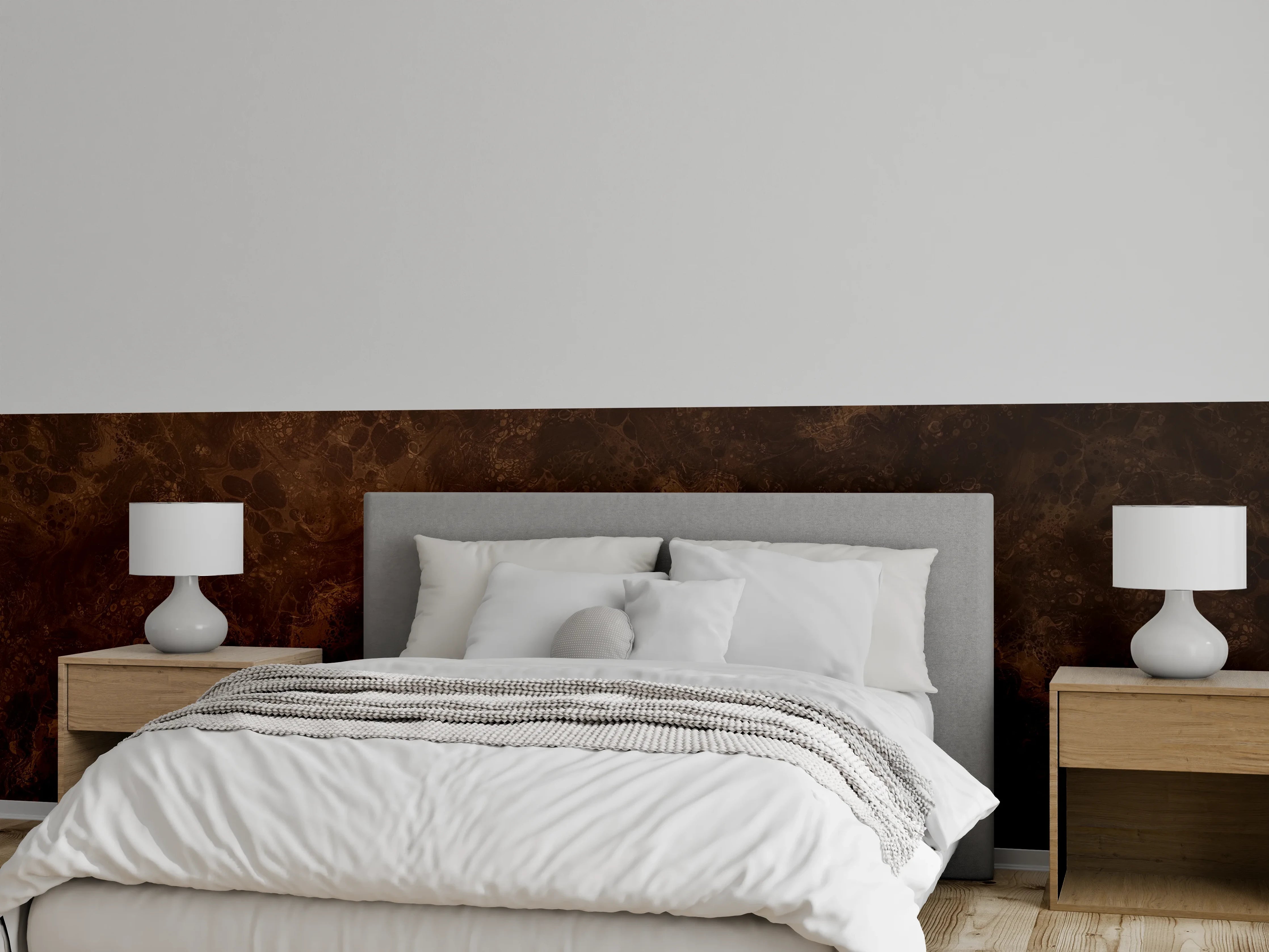 Wandverkleidung Schlafzimmer - Dunkler Marmor mit brauner Aderung