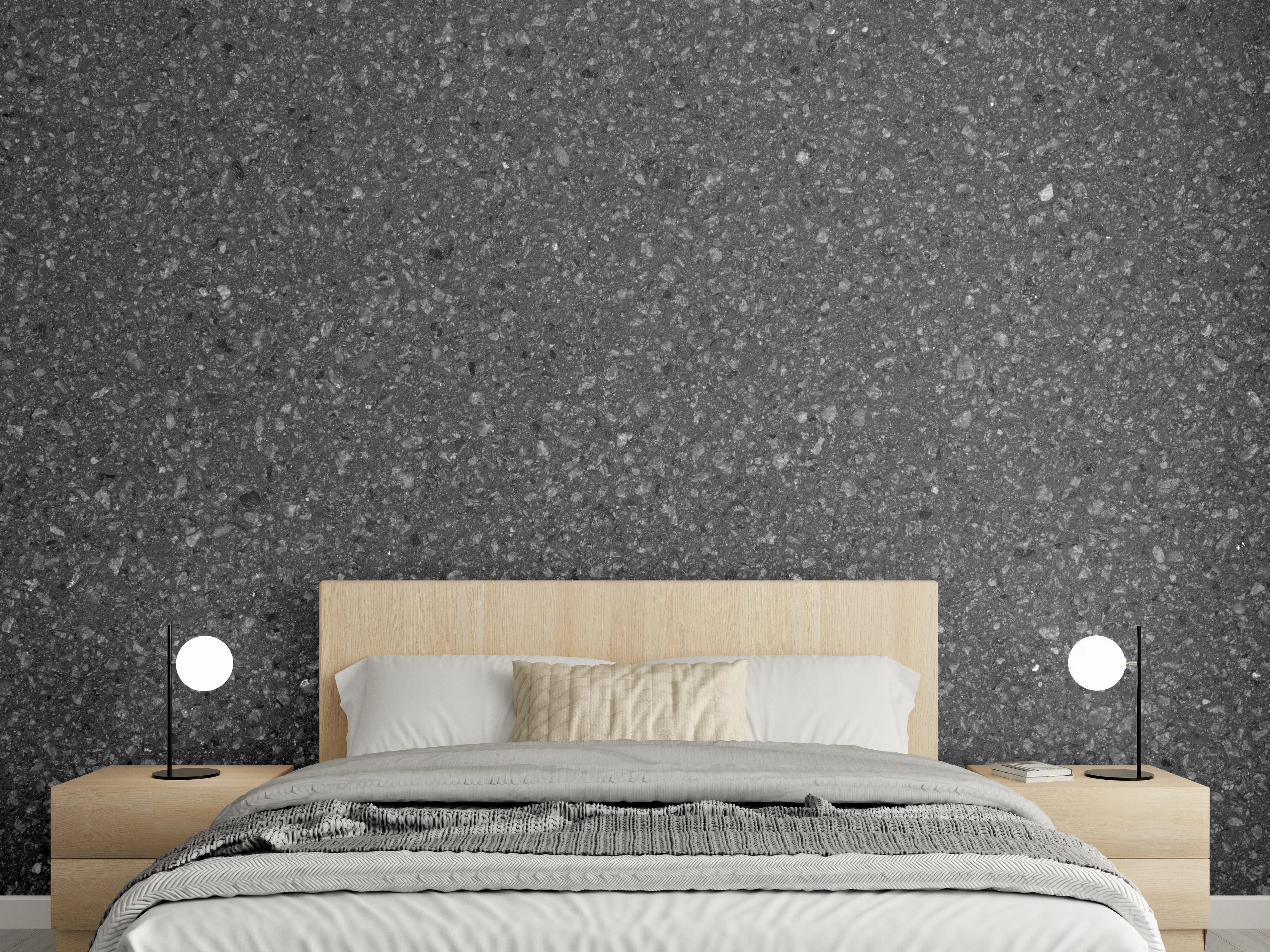 Wandverkleidung Schlafzimmer - Dunkler Schiefer mit feiner Körnung