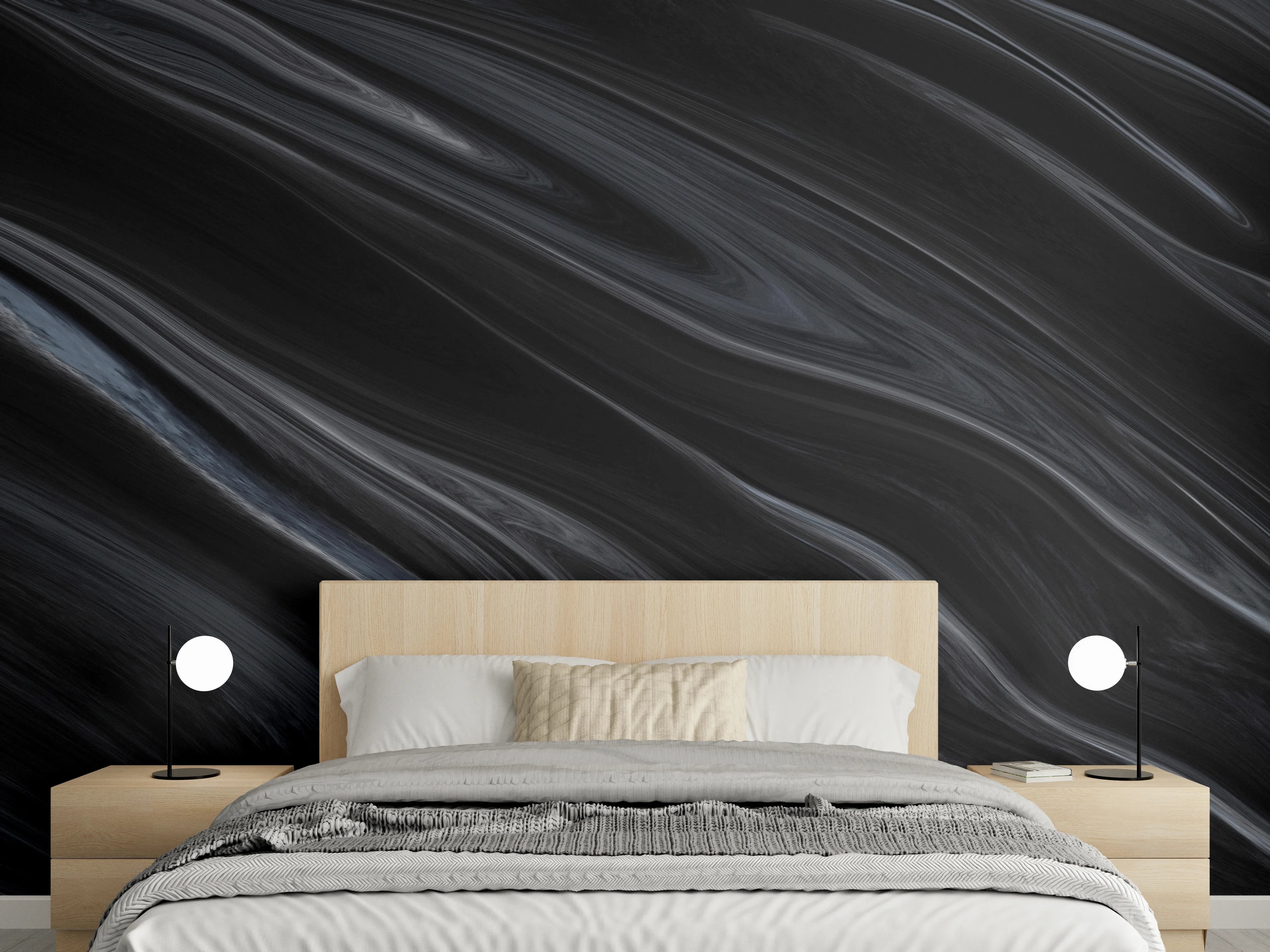 Wandverkleidung Schlafzimmer - Dunkler Seidenhintergrund