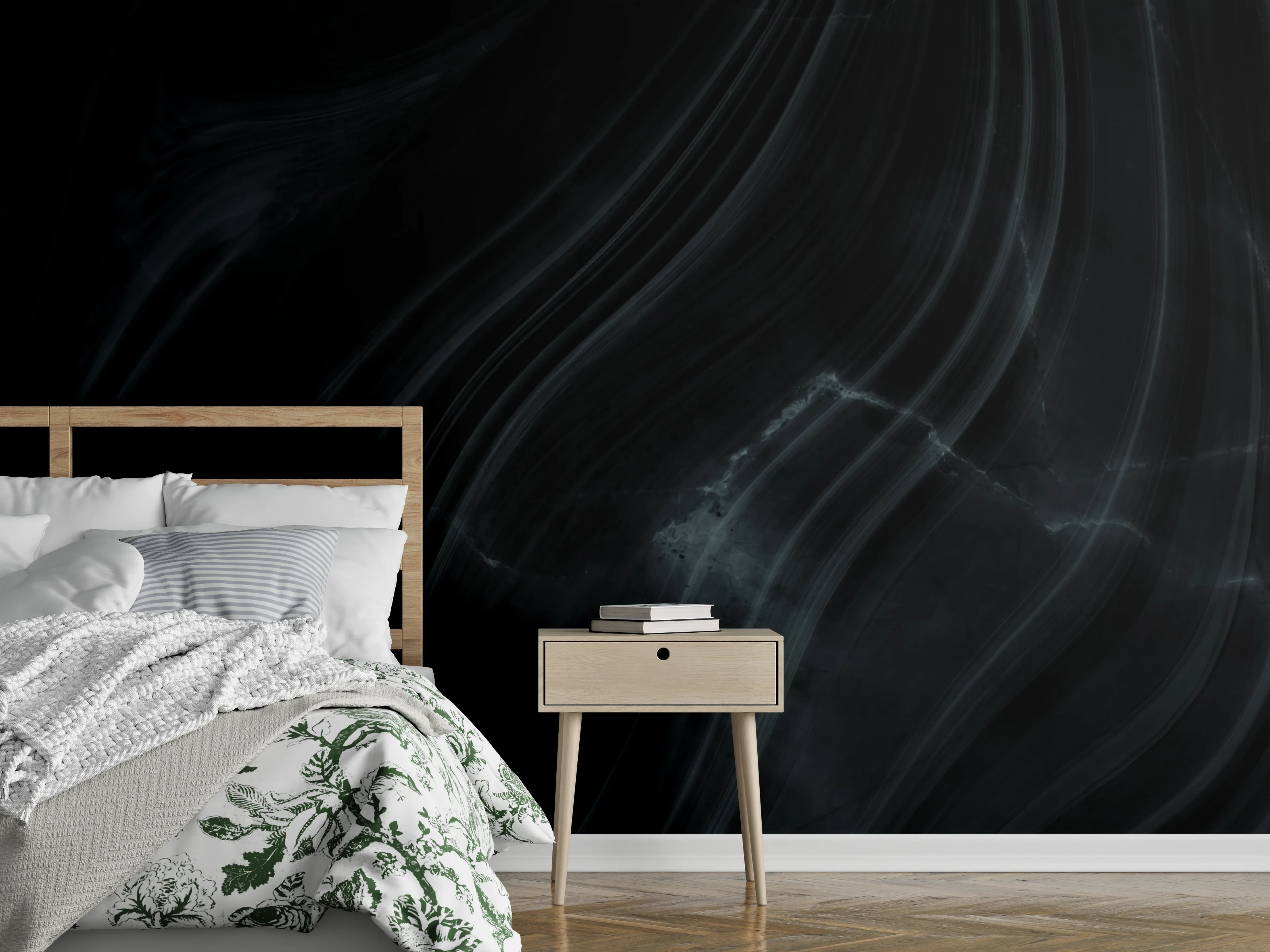 Wandverkleidung Schlafzimmer - Dunkler klassischer Marmor