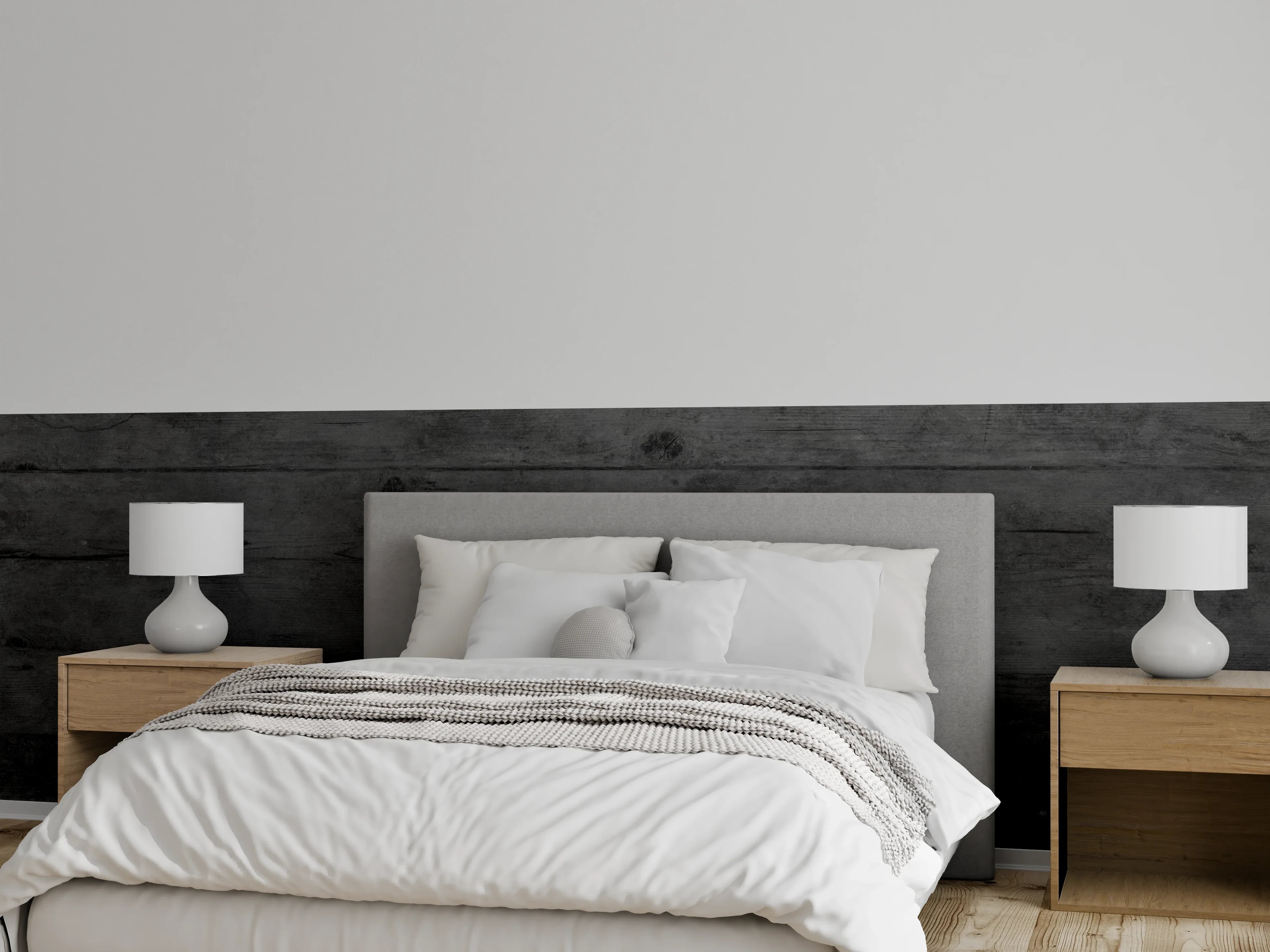 Wandverkleidung Schlafzimmer - Dunkles altes Hartholz