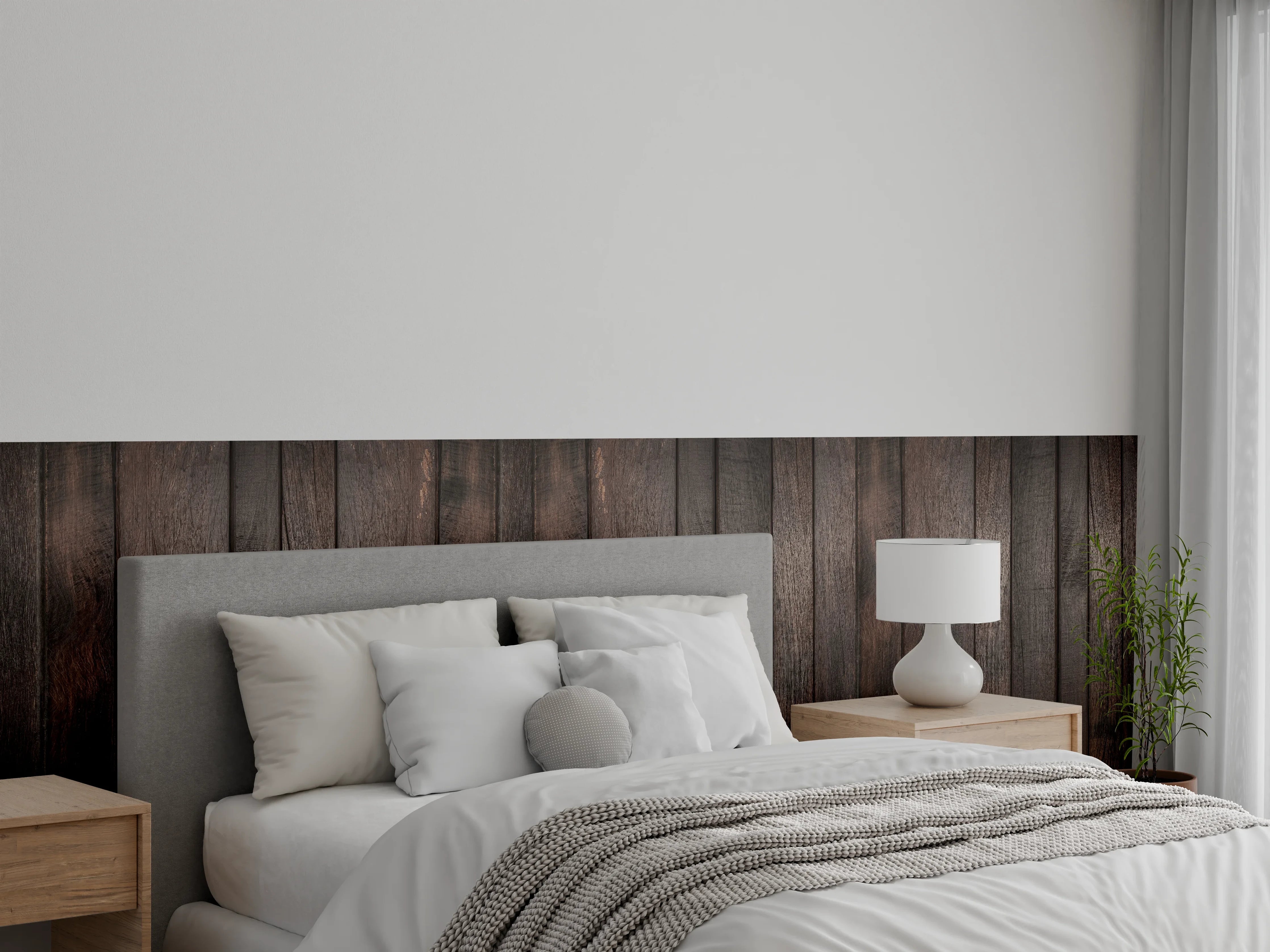 Wandverkleidung Schlafzimmer - Dunkles glasiertes Holz