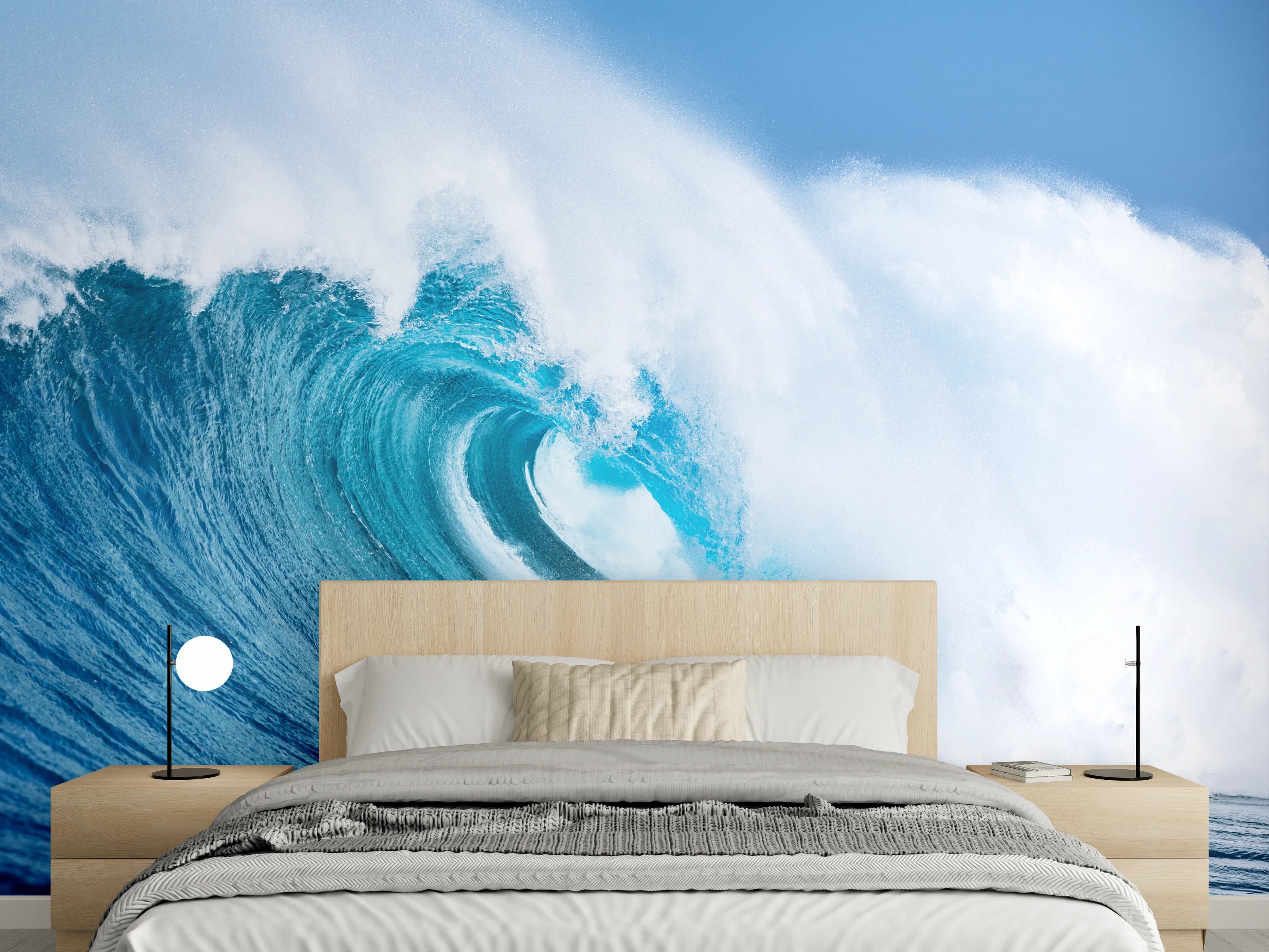 Wandverkleidung Schlafzimmer - Dynamische Ozeanwelle – Meeresmotiv Wandbild