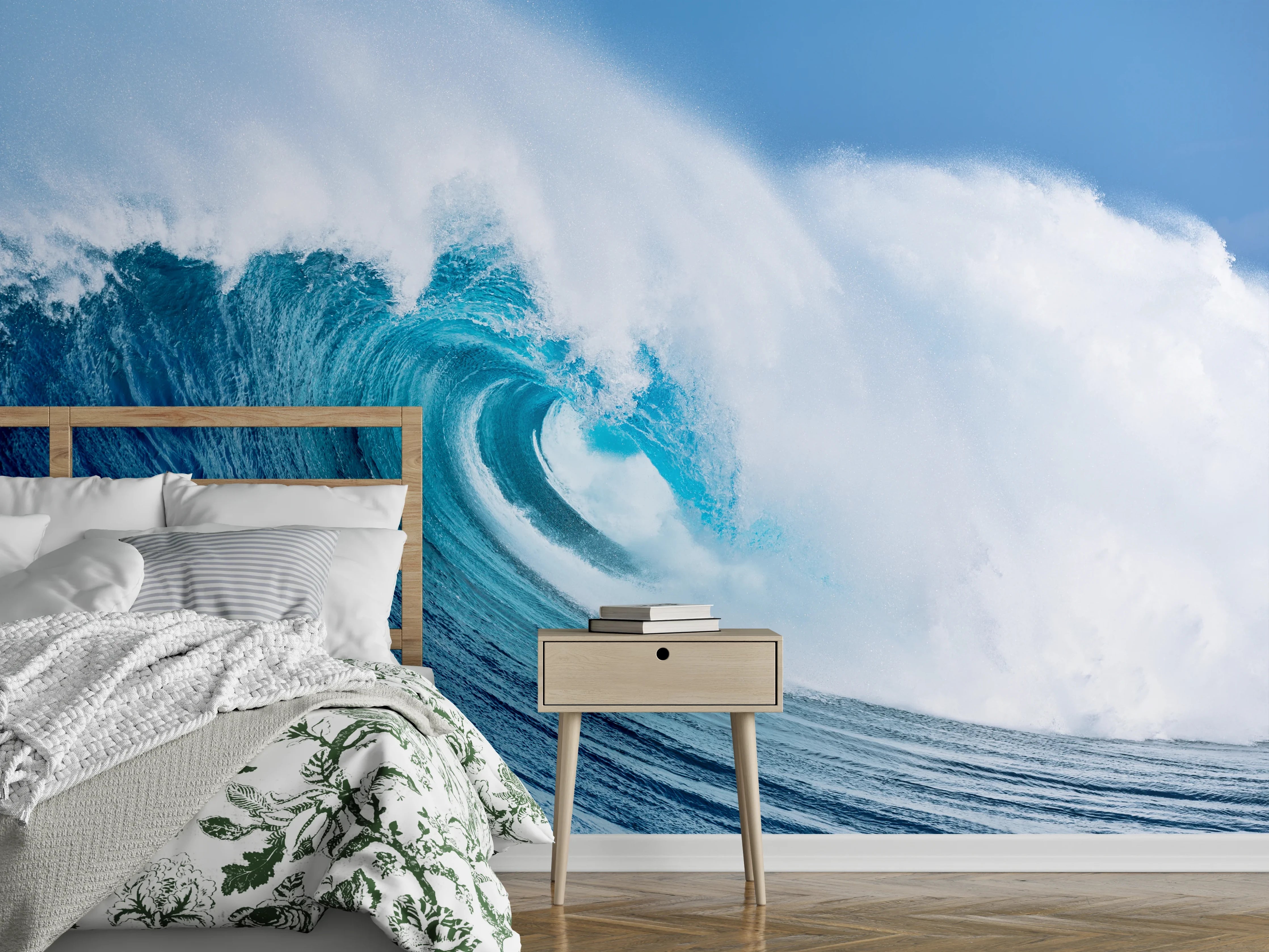 Wandverkleidung Schlafzimmer - Dynamische Ozeanwelle – Meeresmotiv Wandbild