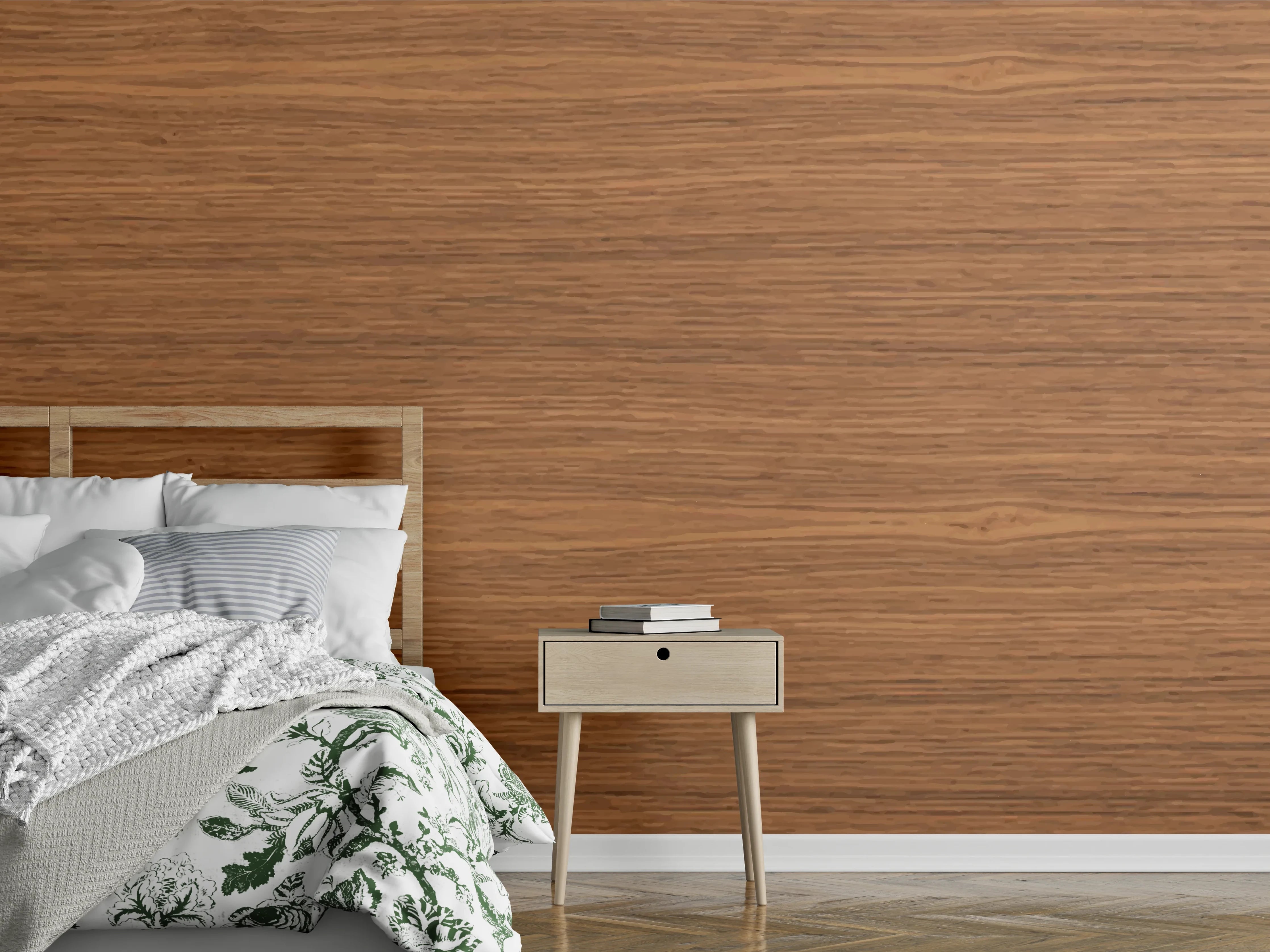 Wandverkleidung Schlafzimmer - Edle Holzoptik Dunkelbraun Textur