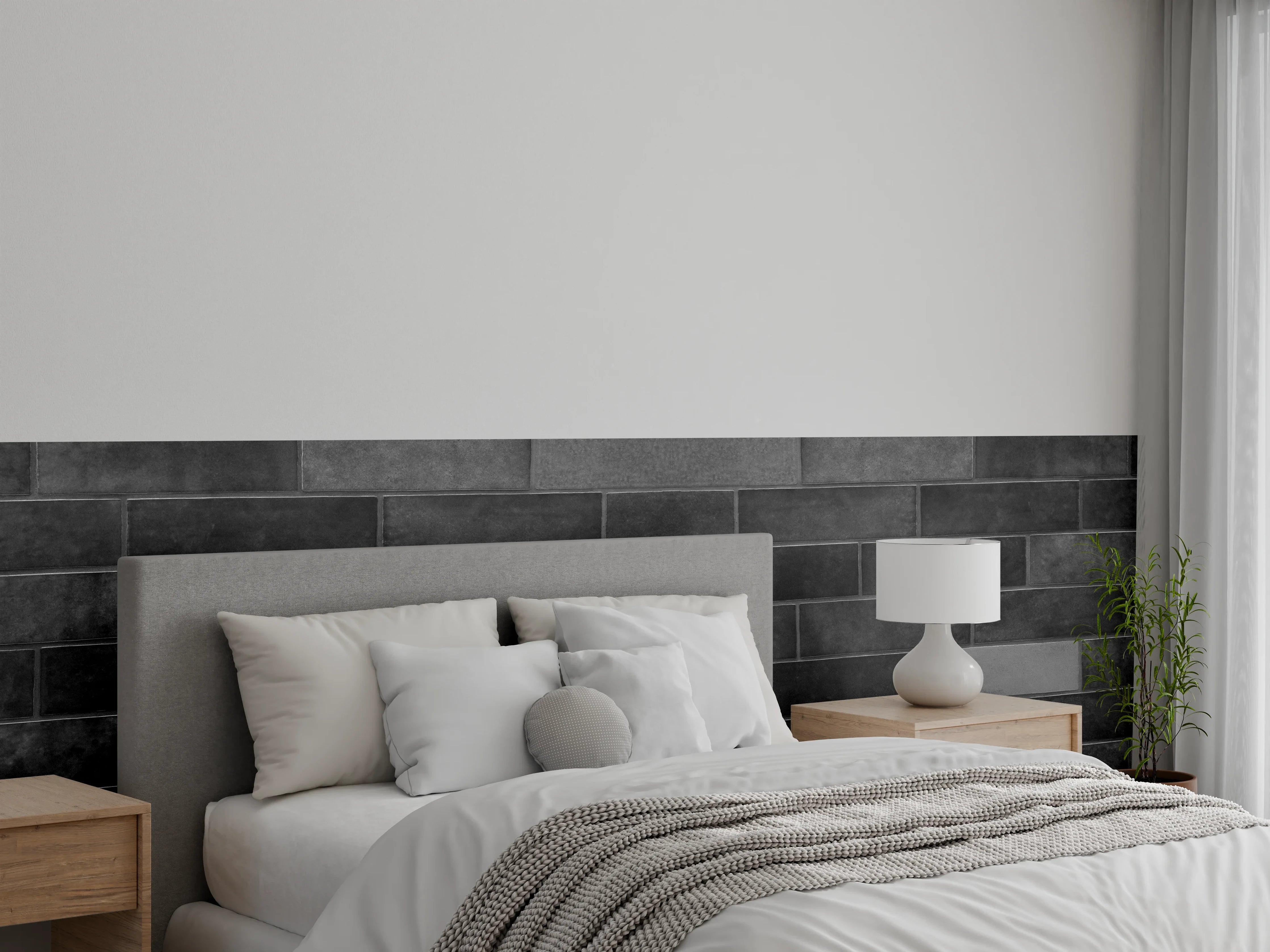 Wandverkleidung Schlafzimmer - Edle Schwarze Ziegel