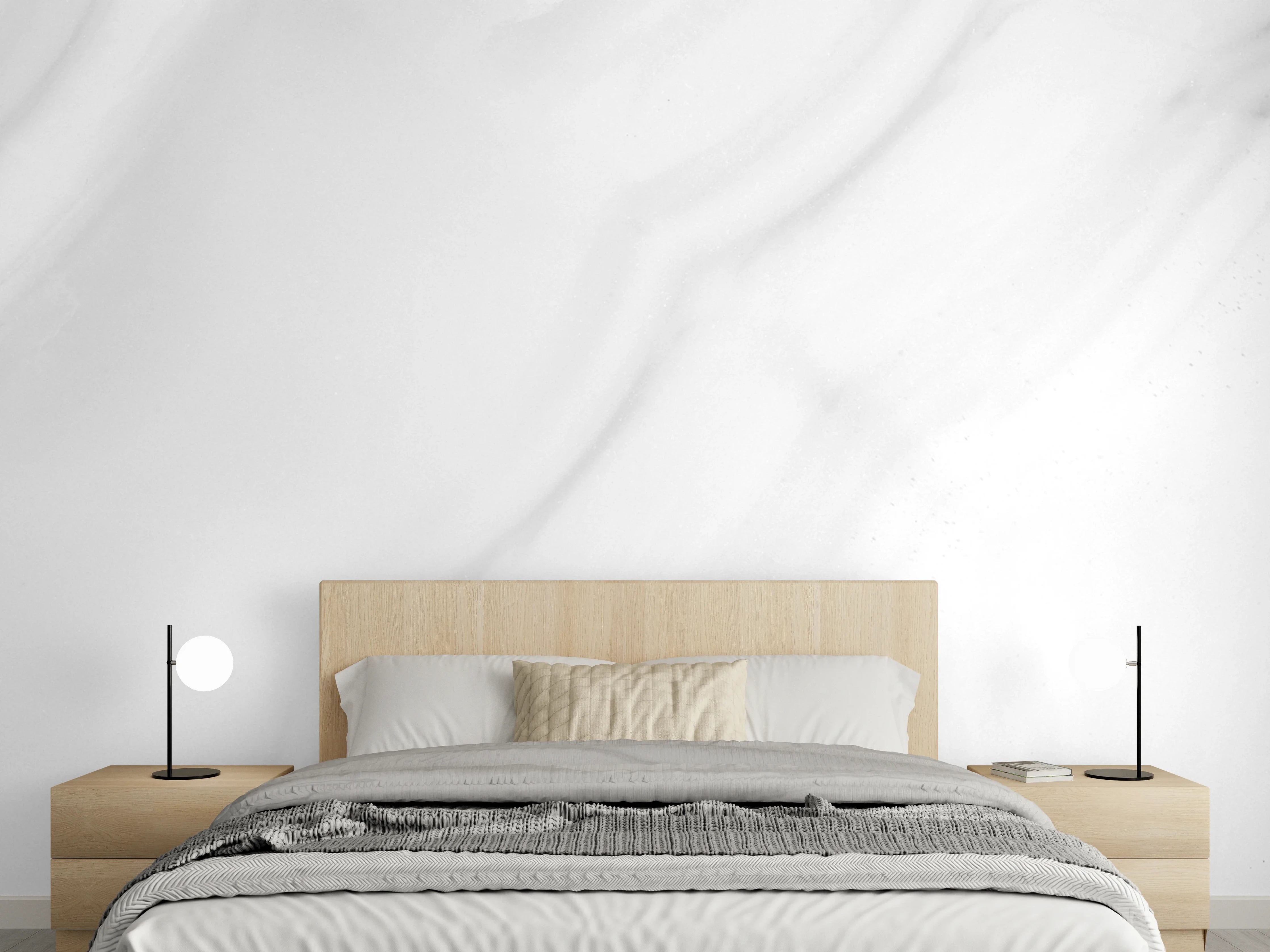 Wandverkleidung Schlafzimmer - Edler Marmor-Look: Weiß mit Grautönen