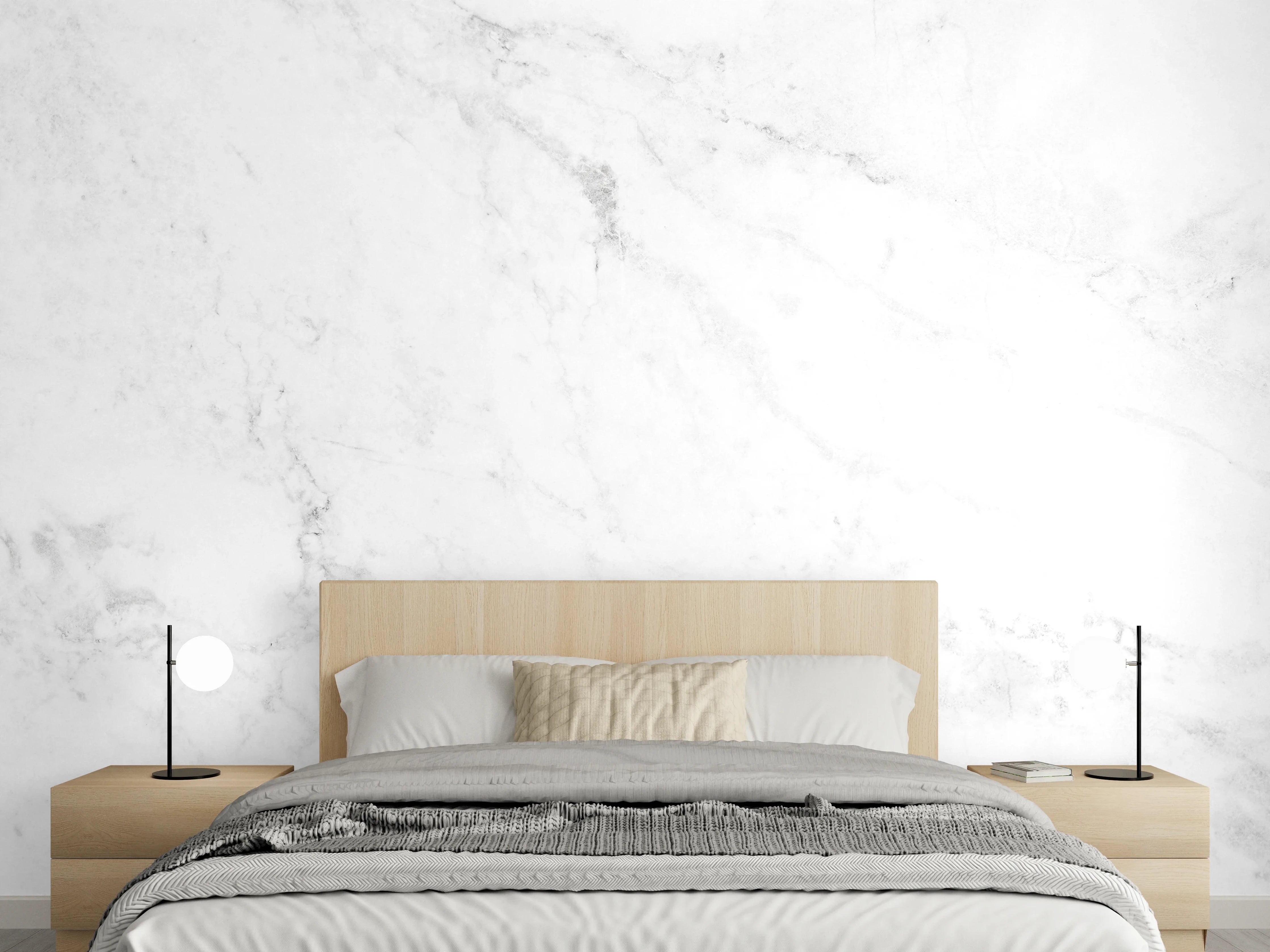 Wandverkleidung Schlafzimmer - Edler Weiß-Marmor-Effekt